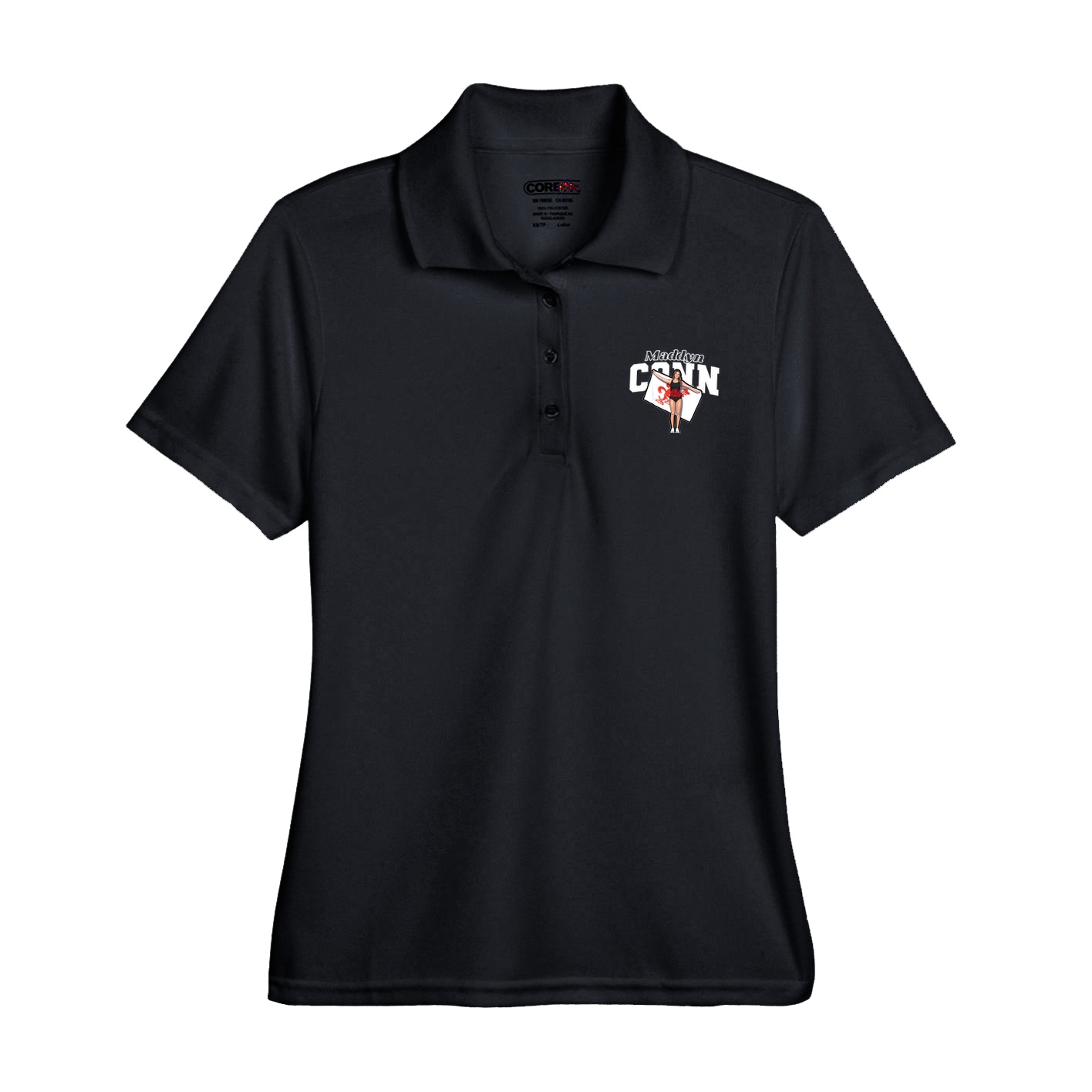 Womens Performance Polo — Name Arch in Black