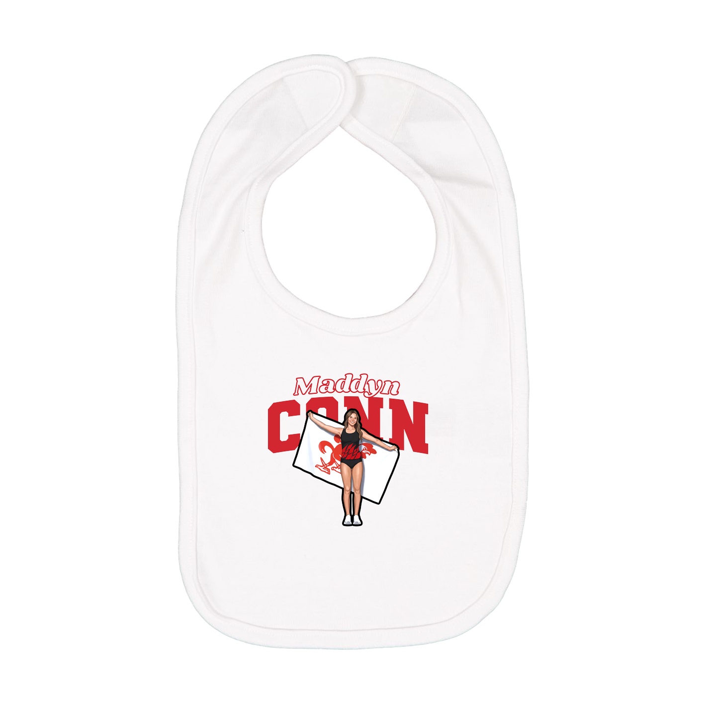 Infant Bib — Name Arch in White