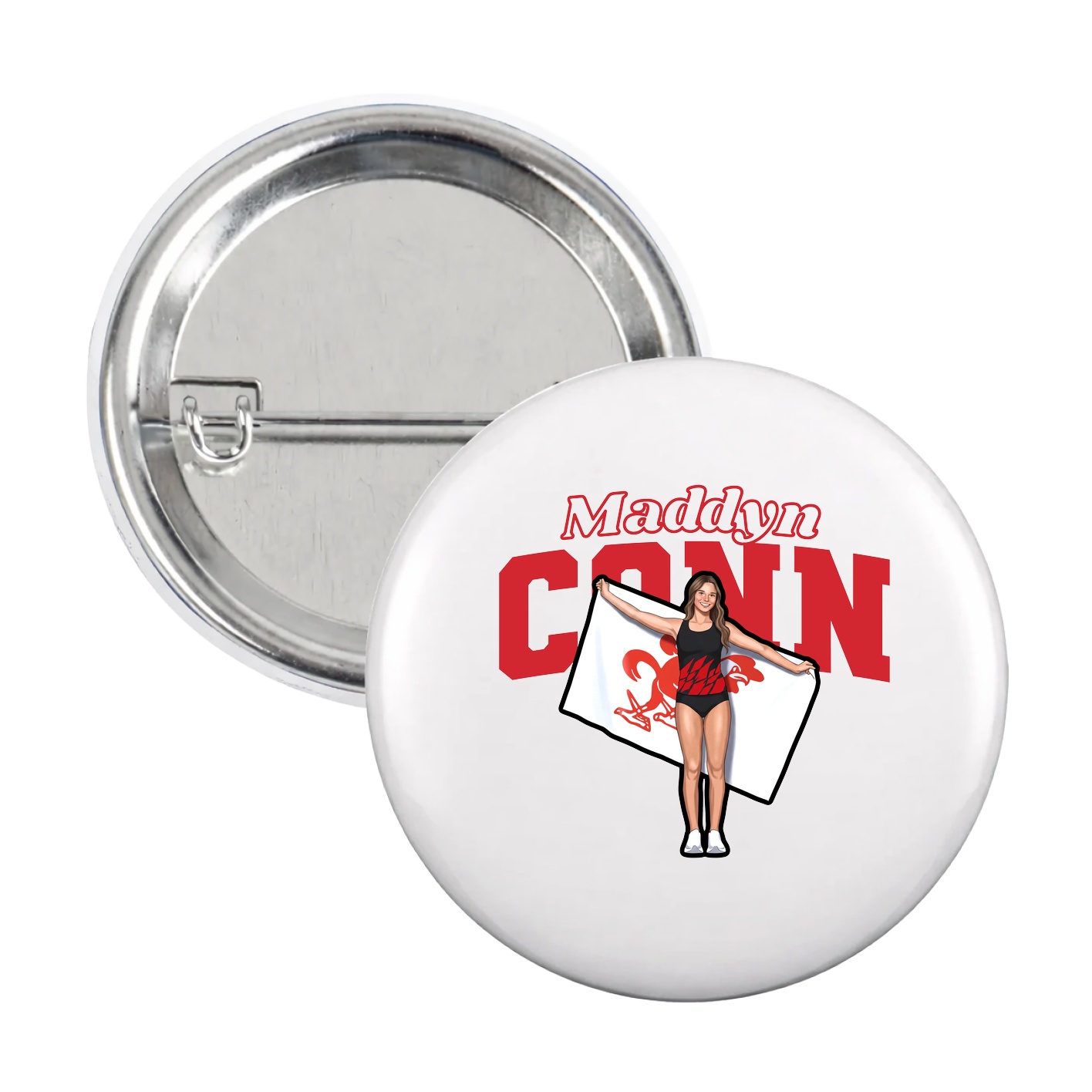 Game Day Button — Name Arch in White