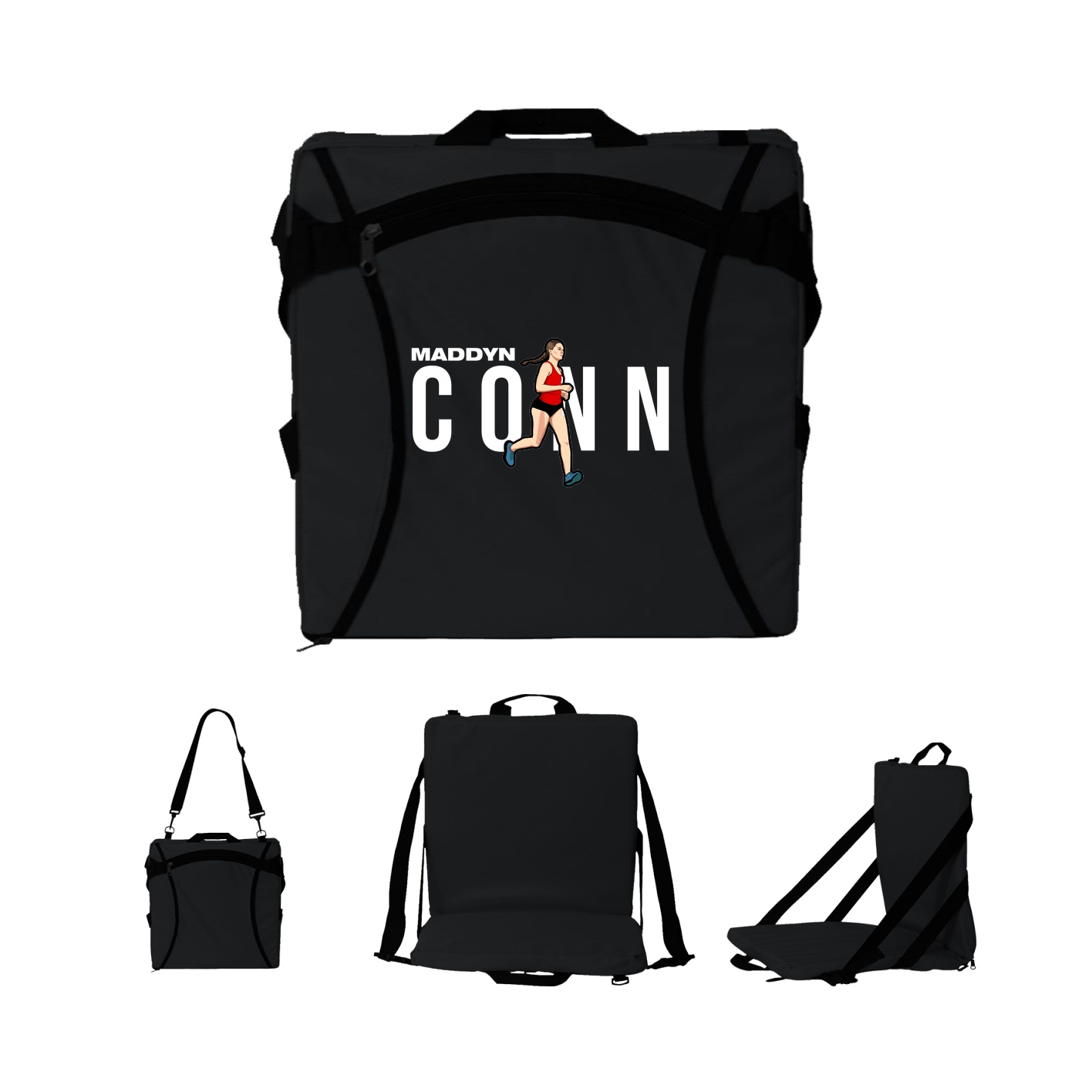 Folding Stadium Seat — Player Name in Black