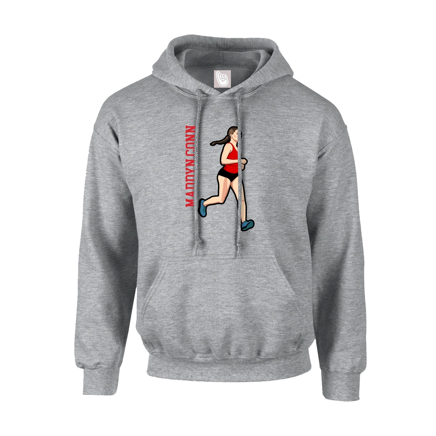 Youth Hoodie — Name Vertical in Grey