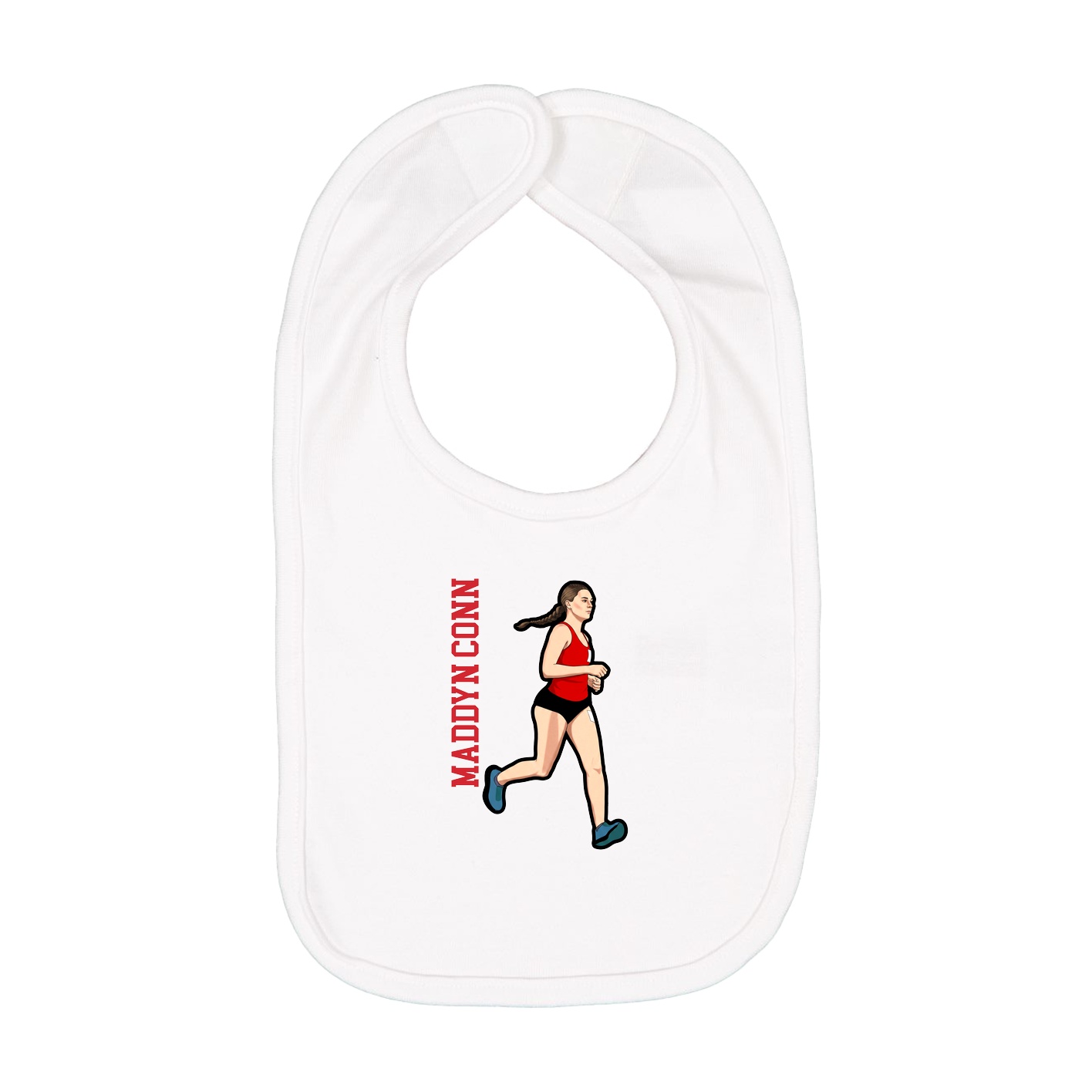 Infant Bib — Name Vertical in White