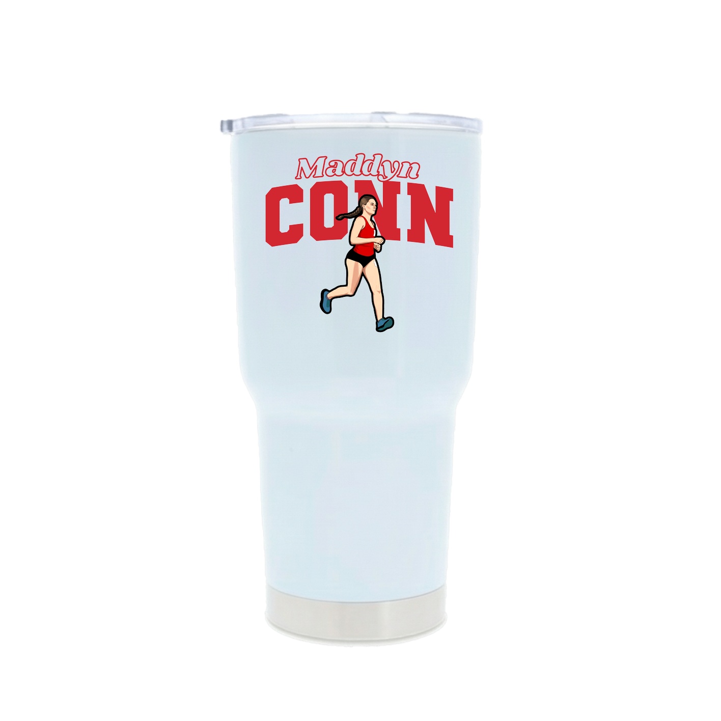 30oz Stainless Steel Tumbler — Name Arch in White