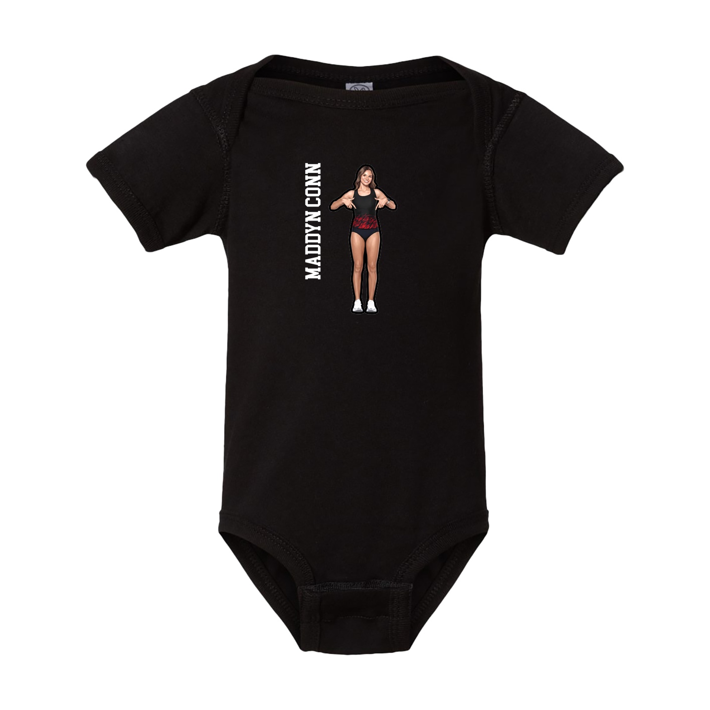 Baby Onesie — Name Vertical in Black