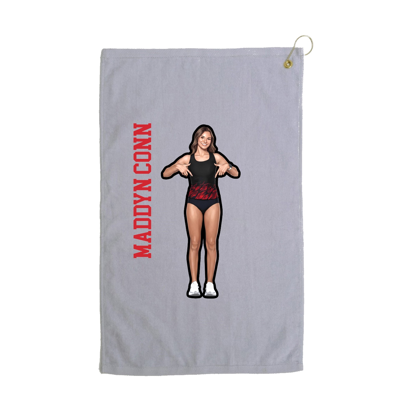 Golf Towel — Name Vertical in Grey