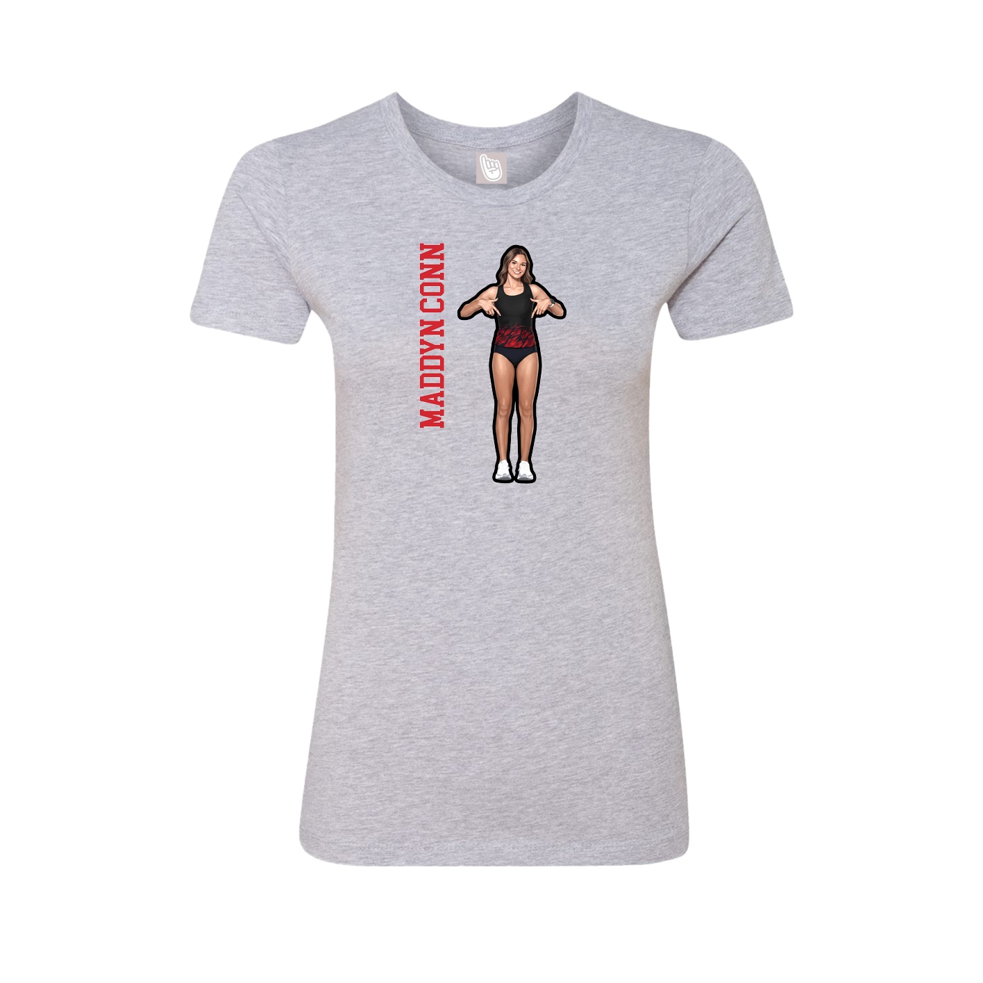 Womens Tee — Name Vertical in Grey