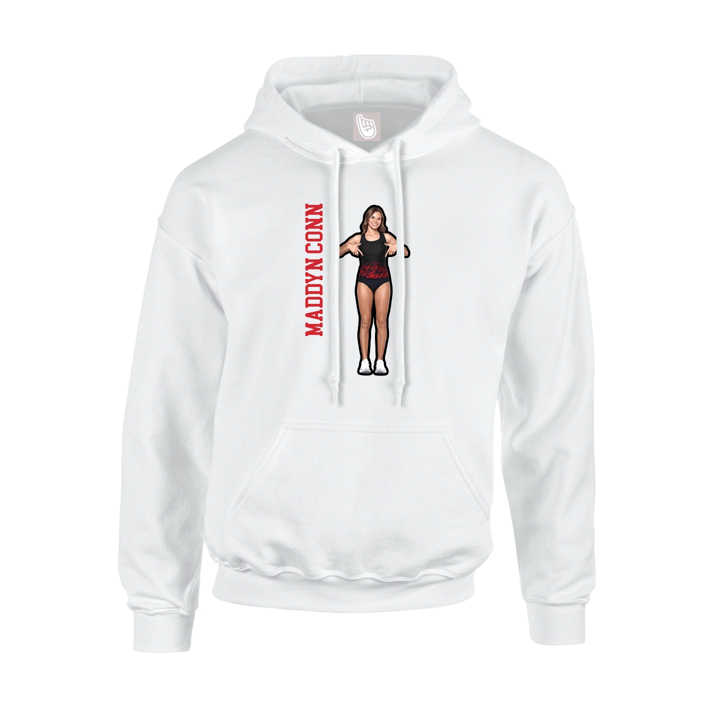 Youth Hoodie — Name Vertical in White