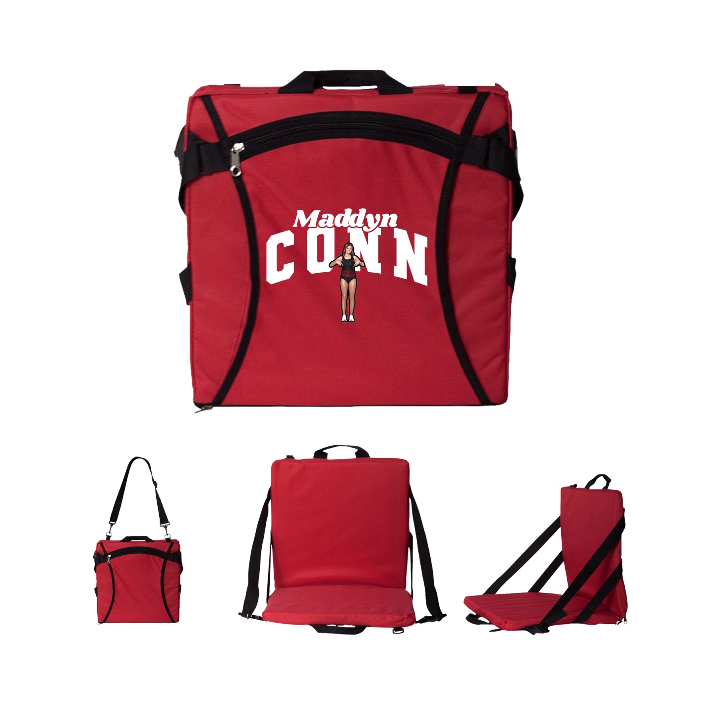 Folding Stadium Seat — Signature Arch in Red