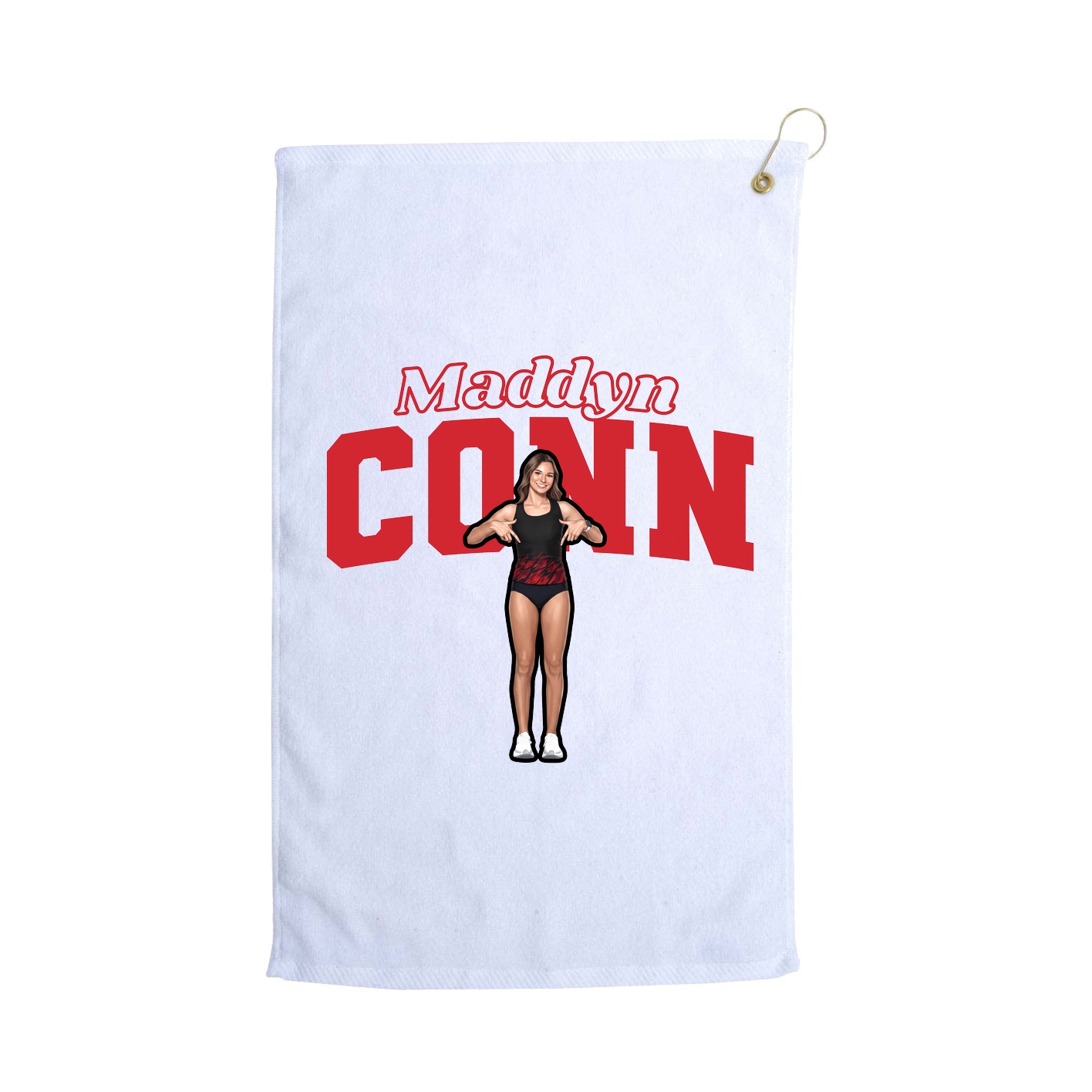 Golf Towel — Name Arch in White