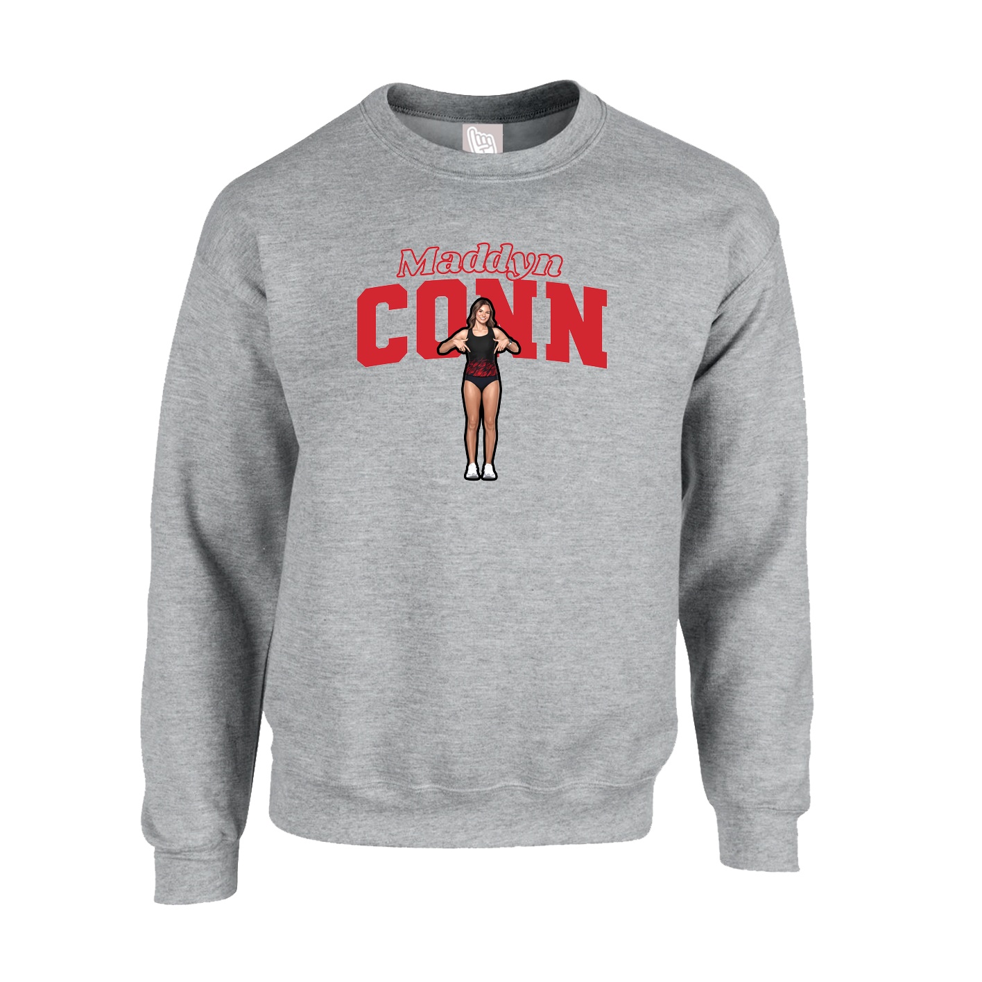 Fleece Crew — Name Arch in Grey