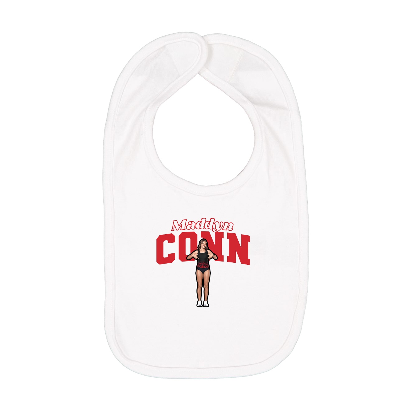 Infant Bib — Name Arch in White