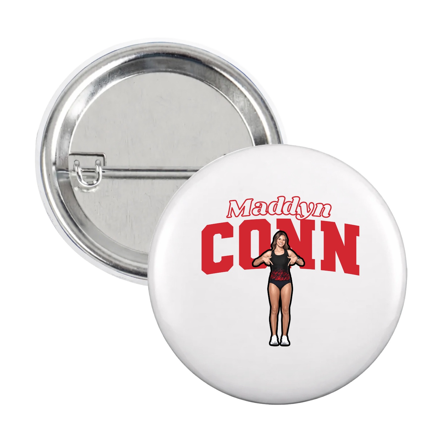 Game Day Button — Name Arch in White