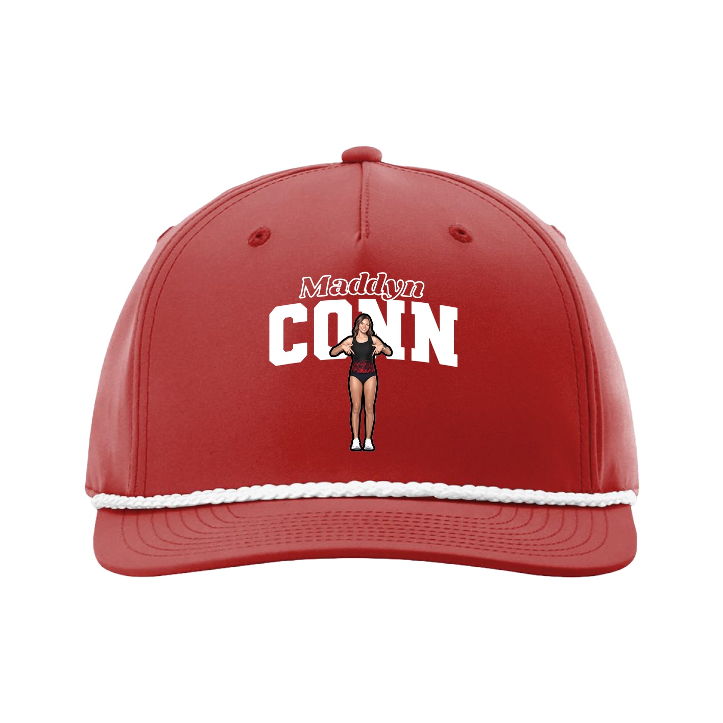 Five-Panel Classic Rope Cap — Name Arch in Red