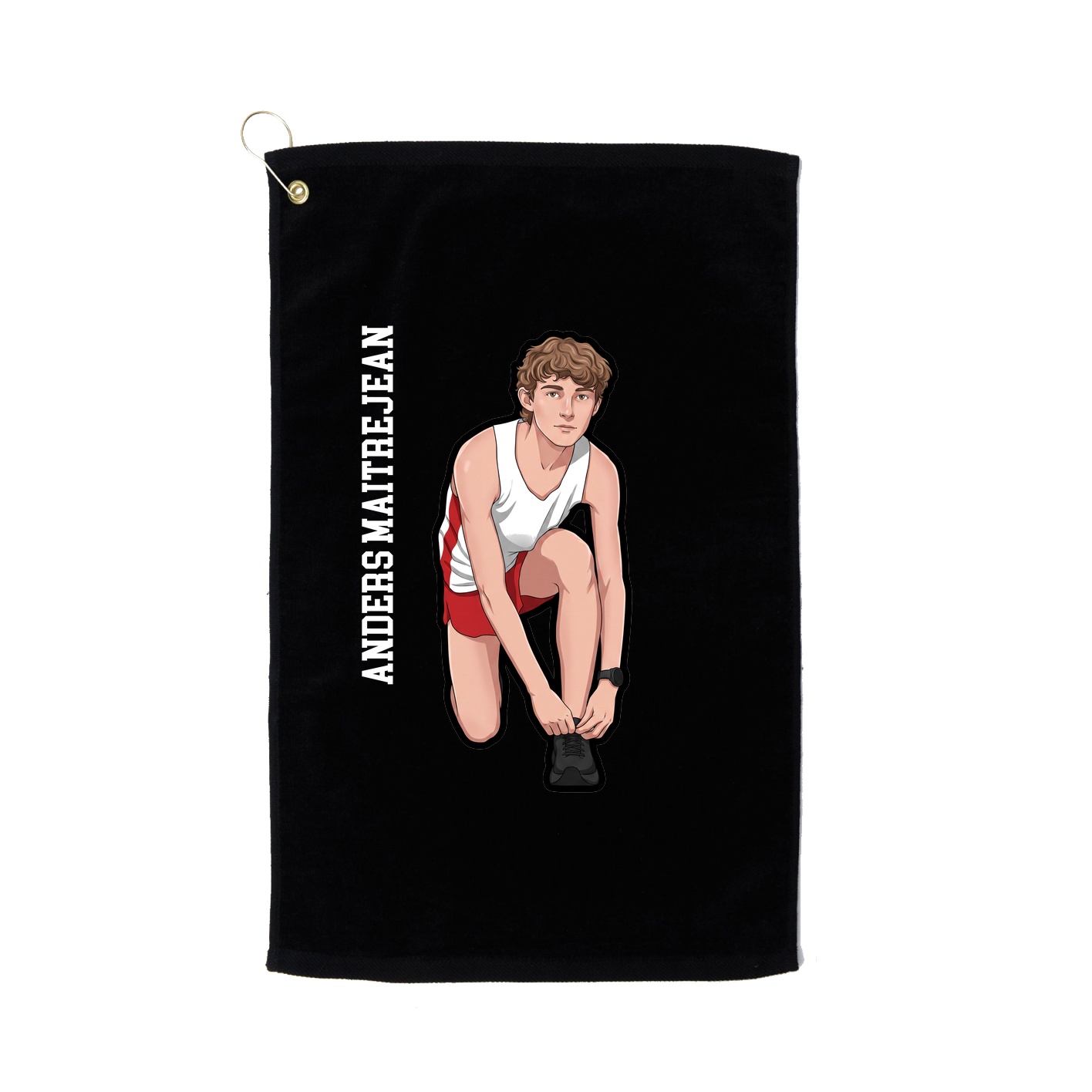 Golf Towel — Name Vertical in Black