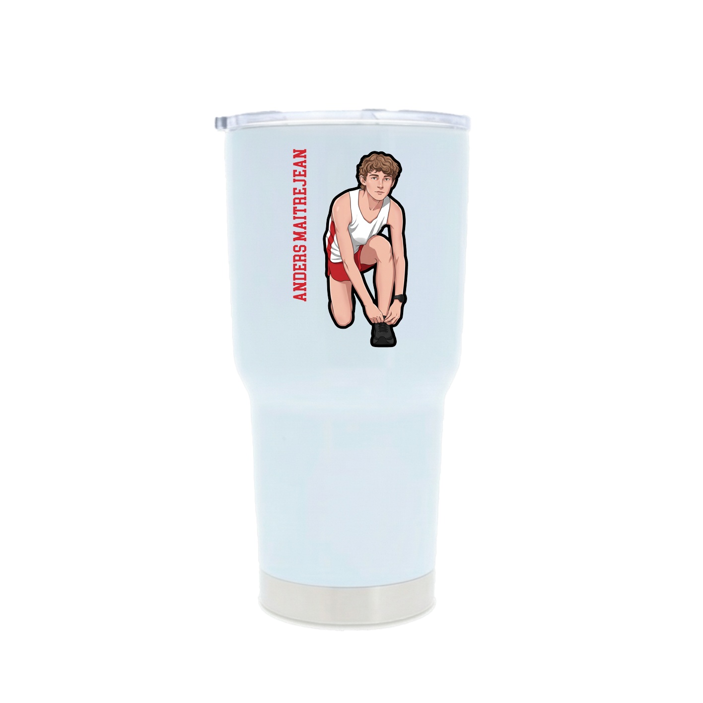 30oz Stainless Steel Tumbler — Name Vertical in White