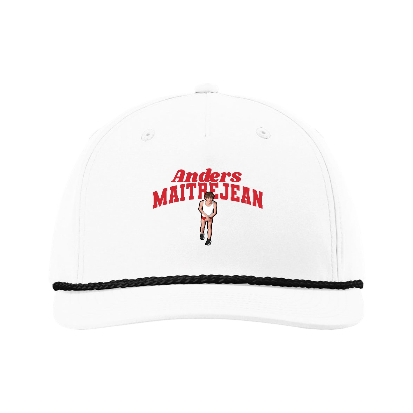 Five-Panel Classic Rope Cap — Signature Arch in White