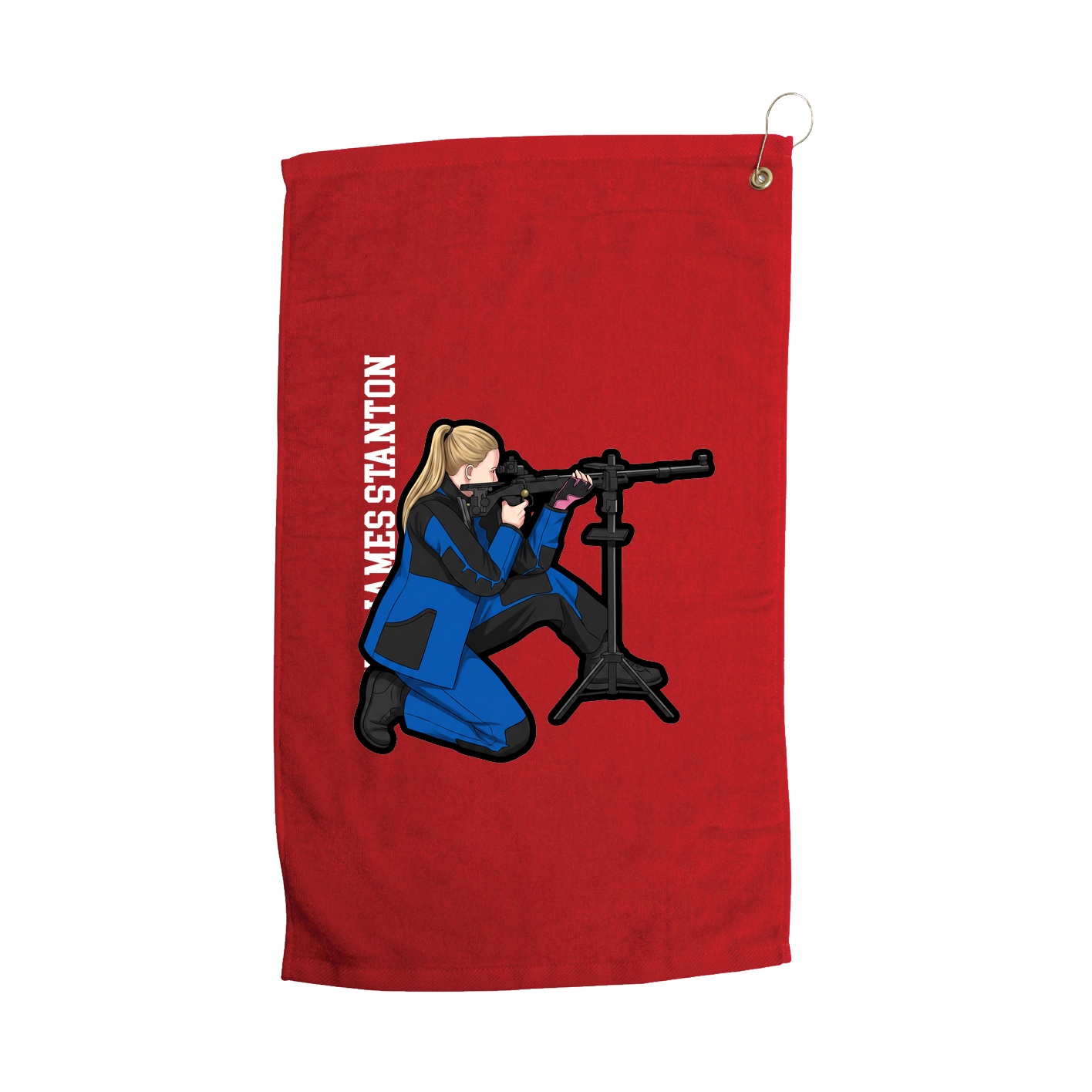 Golf Towel — Name Vertical in Red