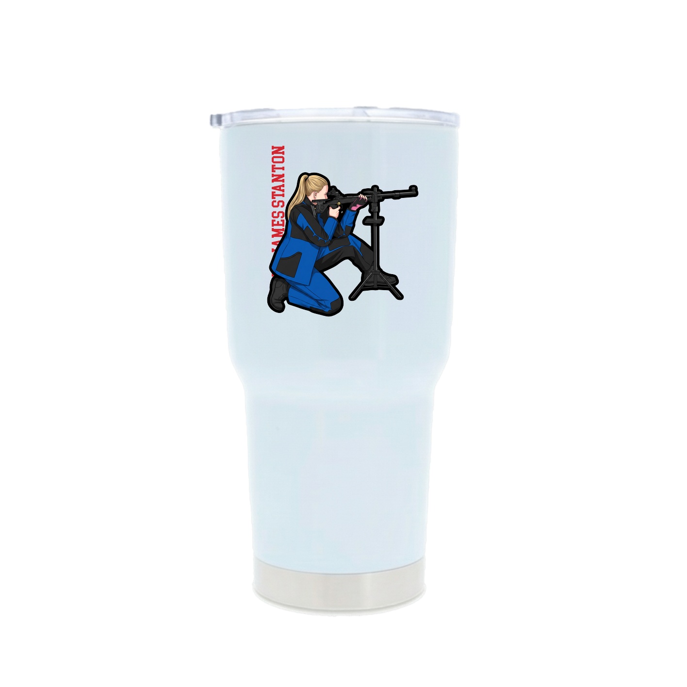 30oz Stainless Steel Tumbler — Name Vertical in White