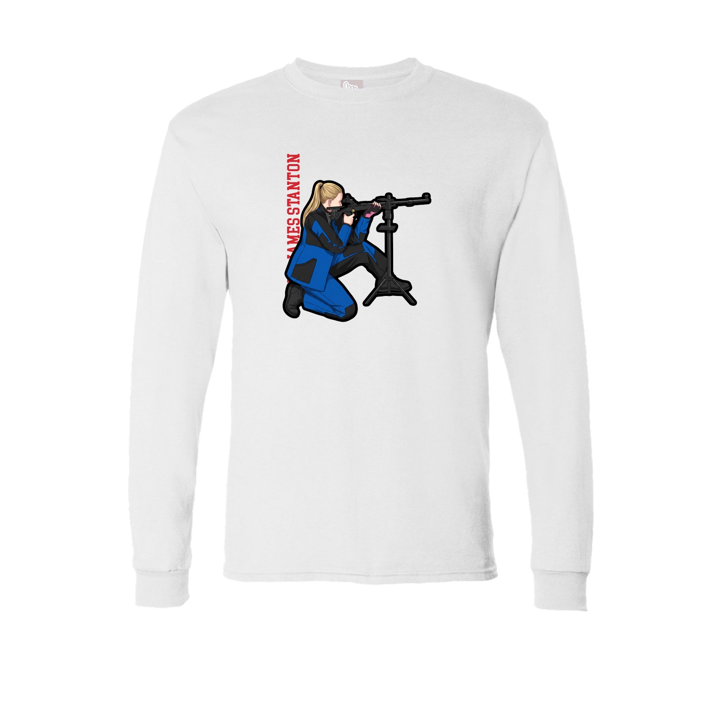 Long Sleeve Tee — Name Vertical in White