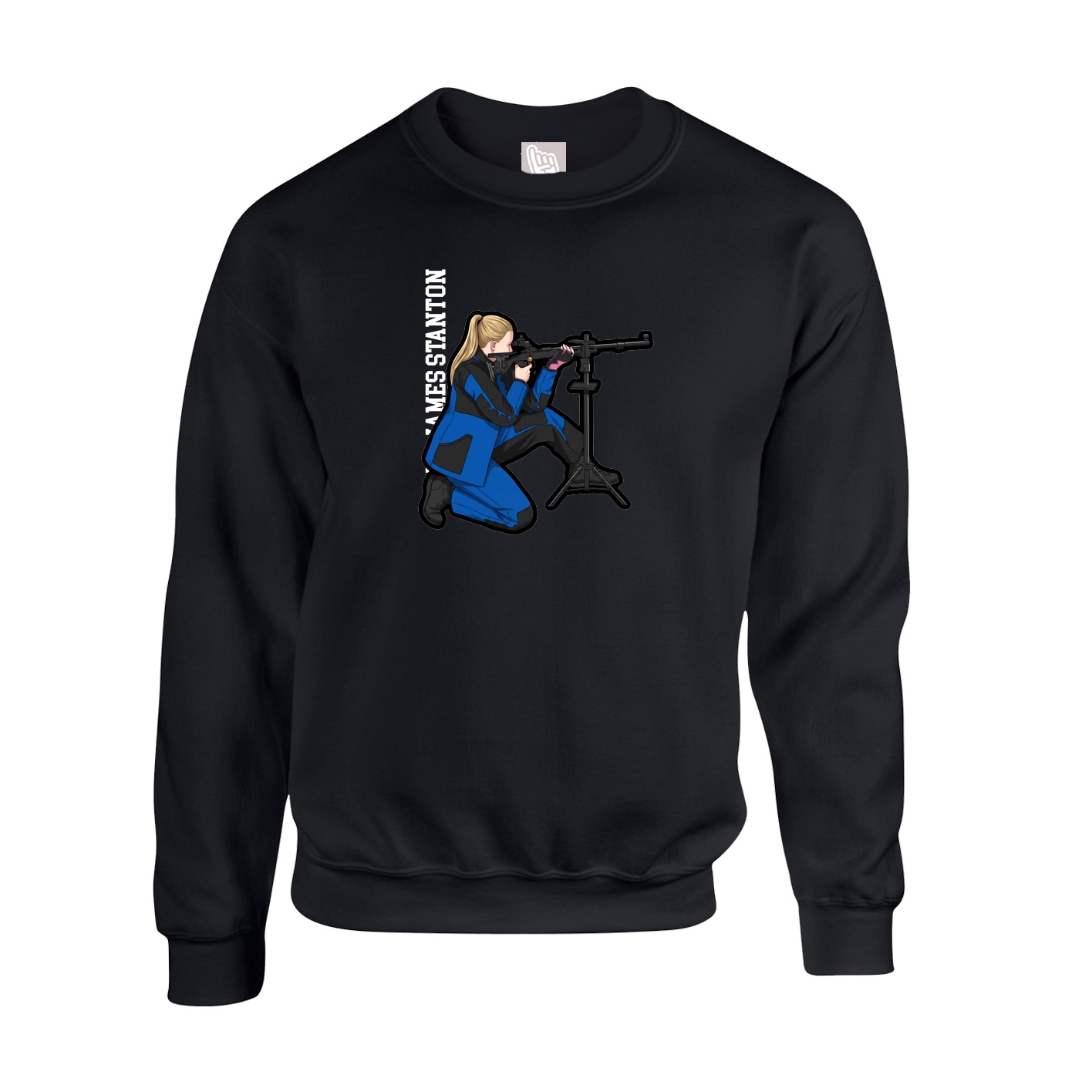 Fleece Crew — Name Vertical in Black