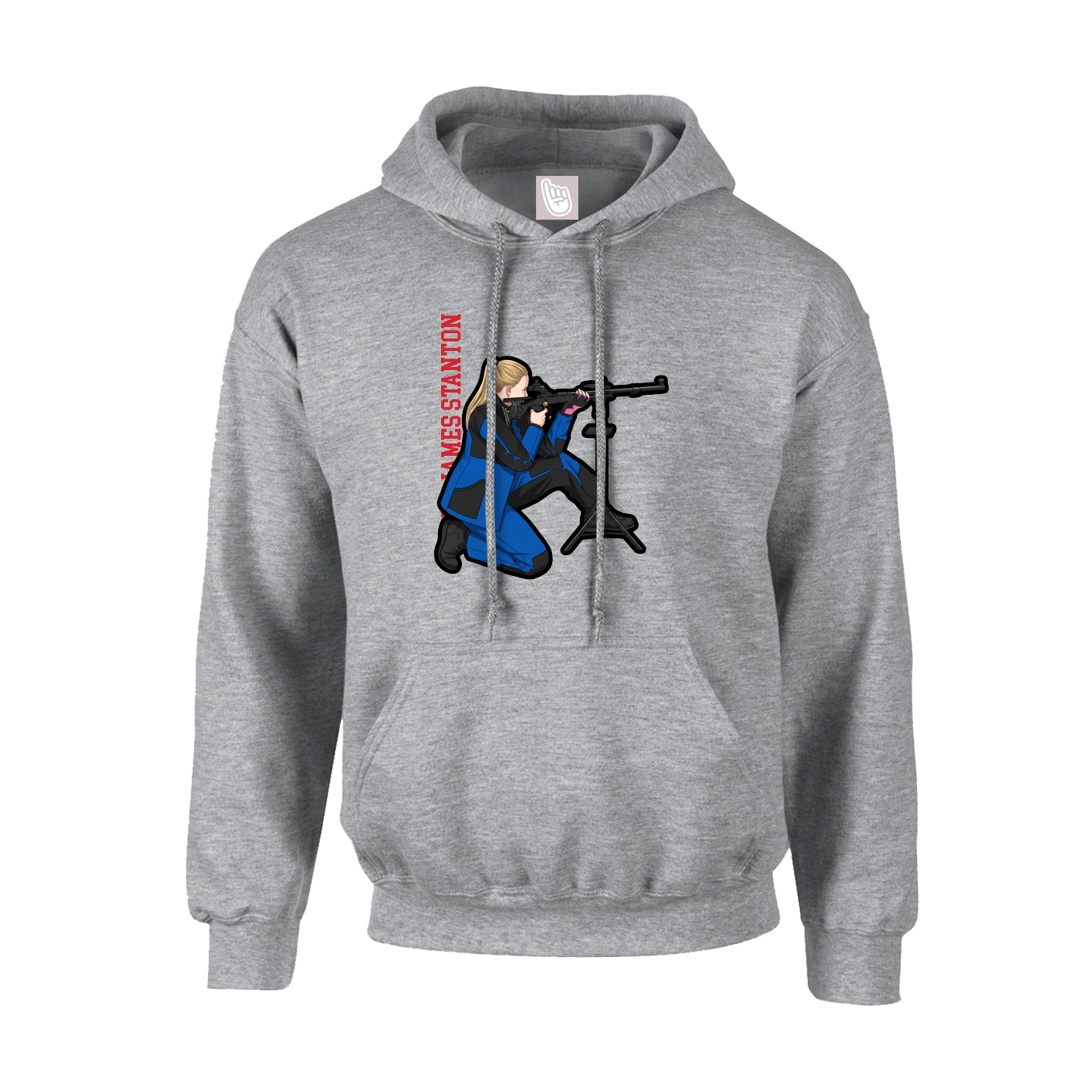 Youth Hoodie — Name Vertical in Grey