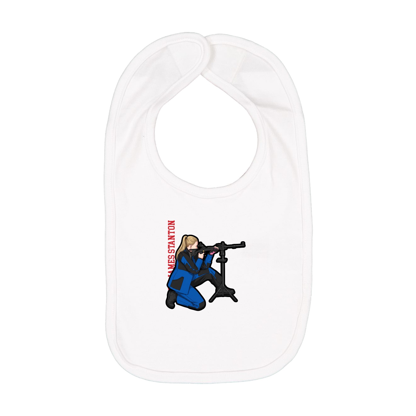 Infant Bib — Name Vertical in White