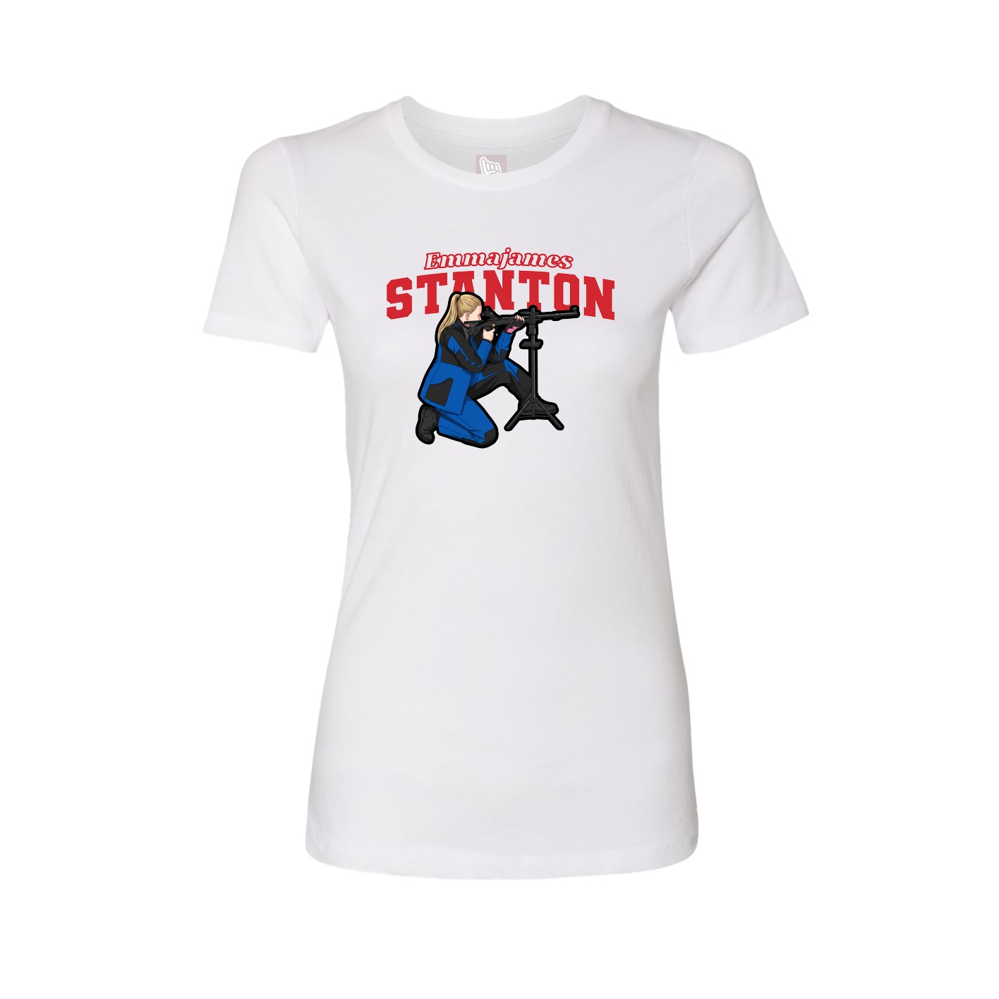 Fitted Women's Tee — Name Arch in White