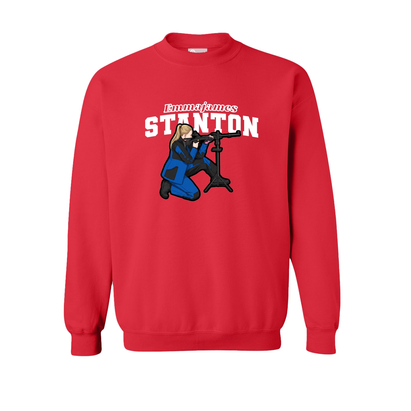 Fleece Crew — Name Arch in Red