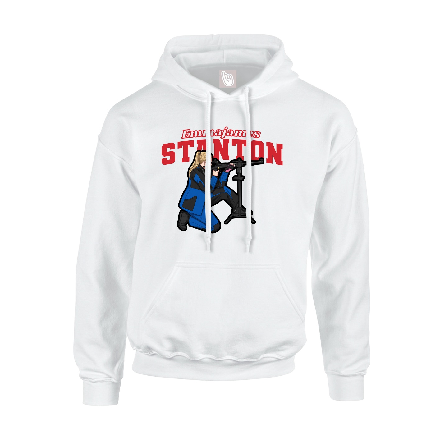Youth Hoodie — Name Arch in White