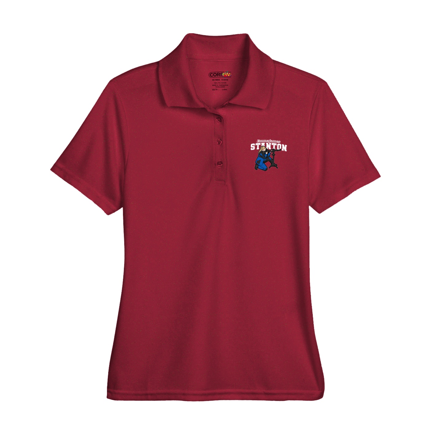 Womens Performance Polo — Name Arch in Red