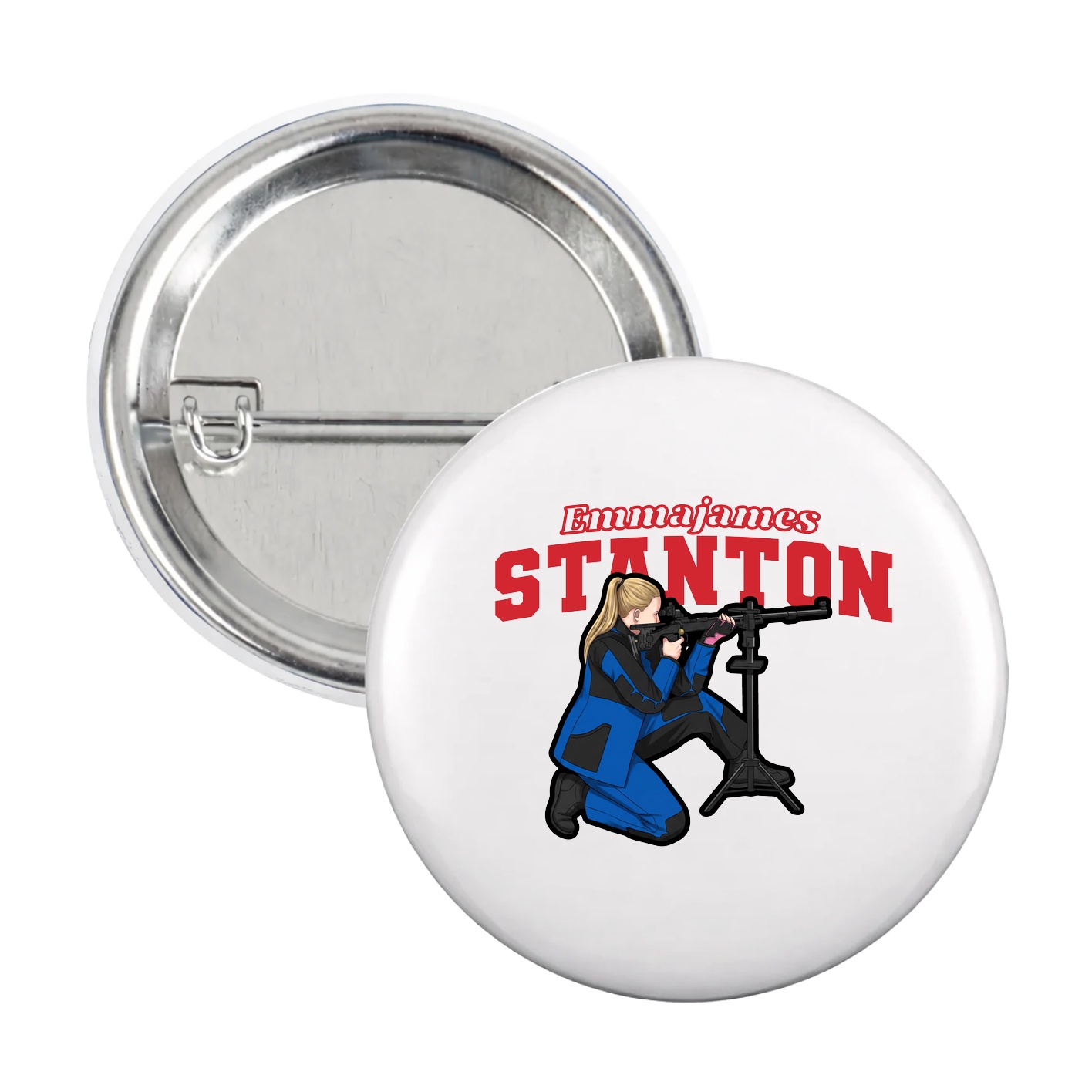 Game Day Button — Name Arch in White