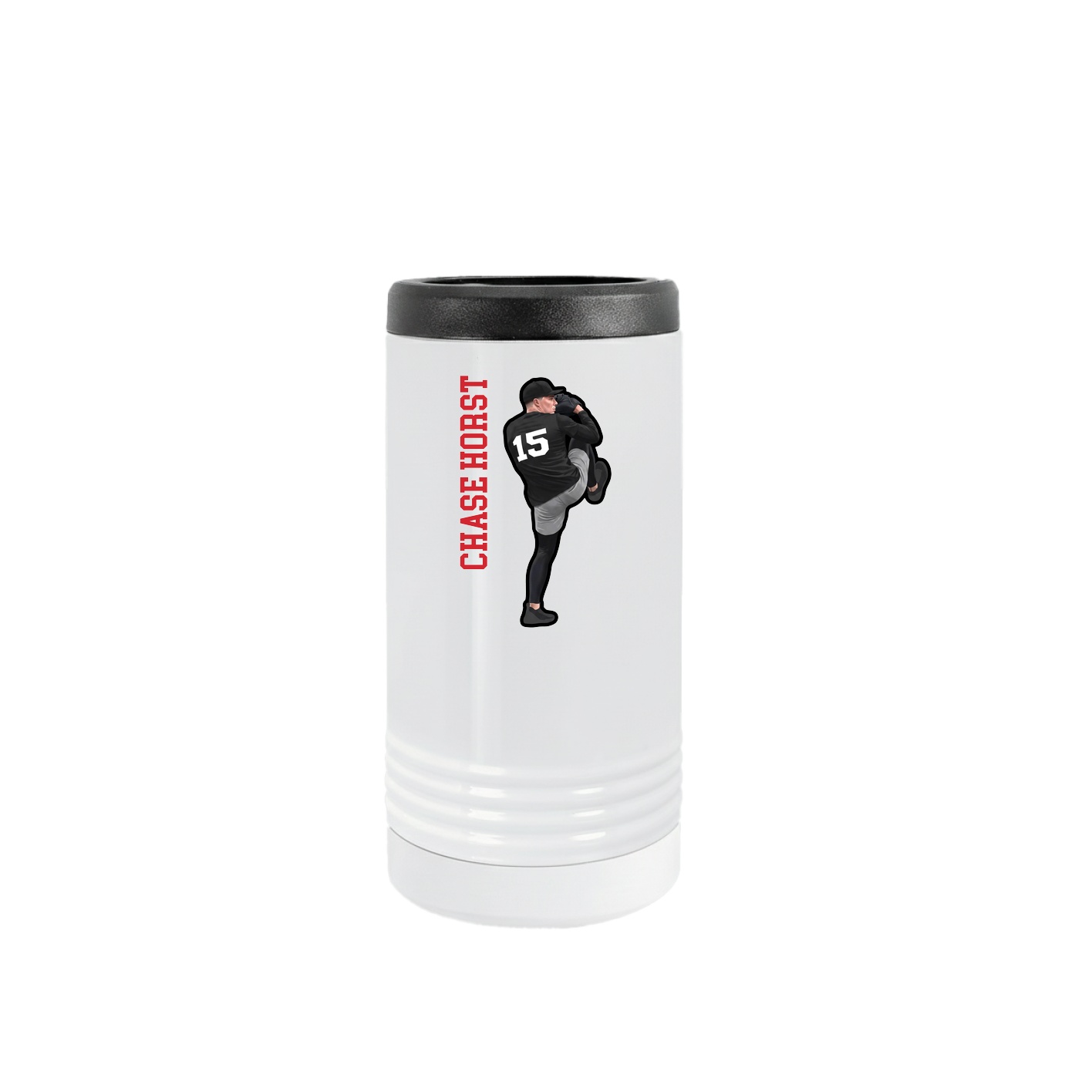 Slim Beverage Holder — Name Vertical in White
