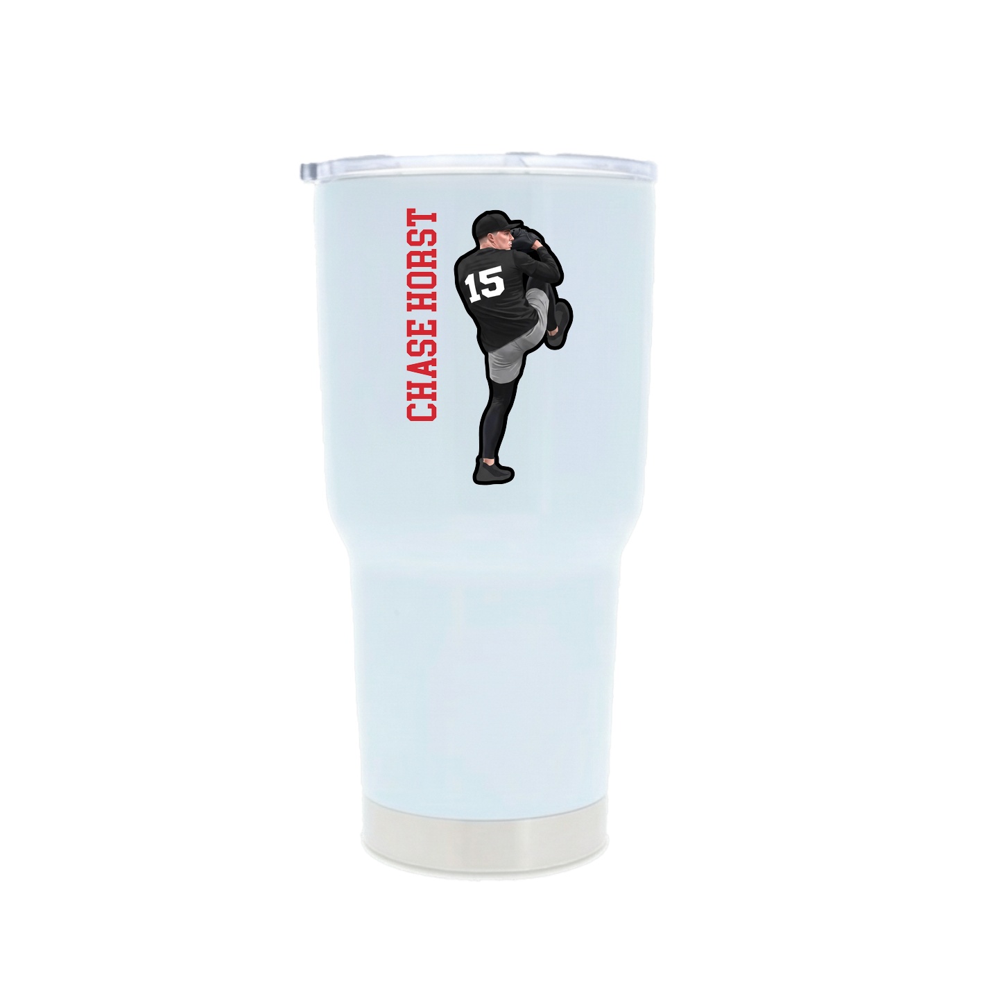 30oz Stainless Steel Tumbler — Name Vertical in White