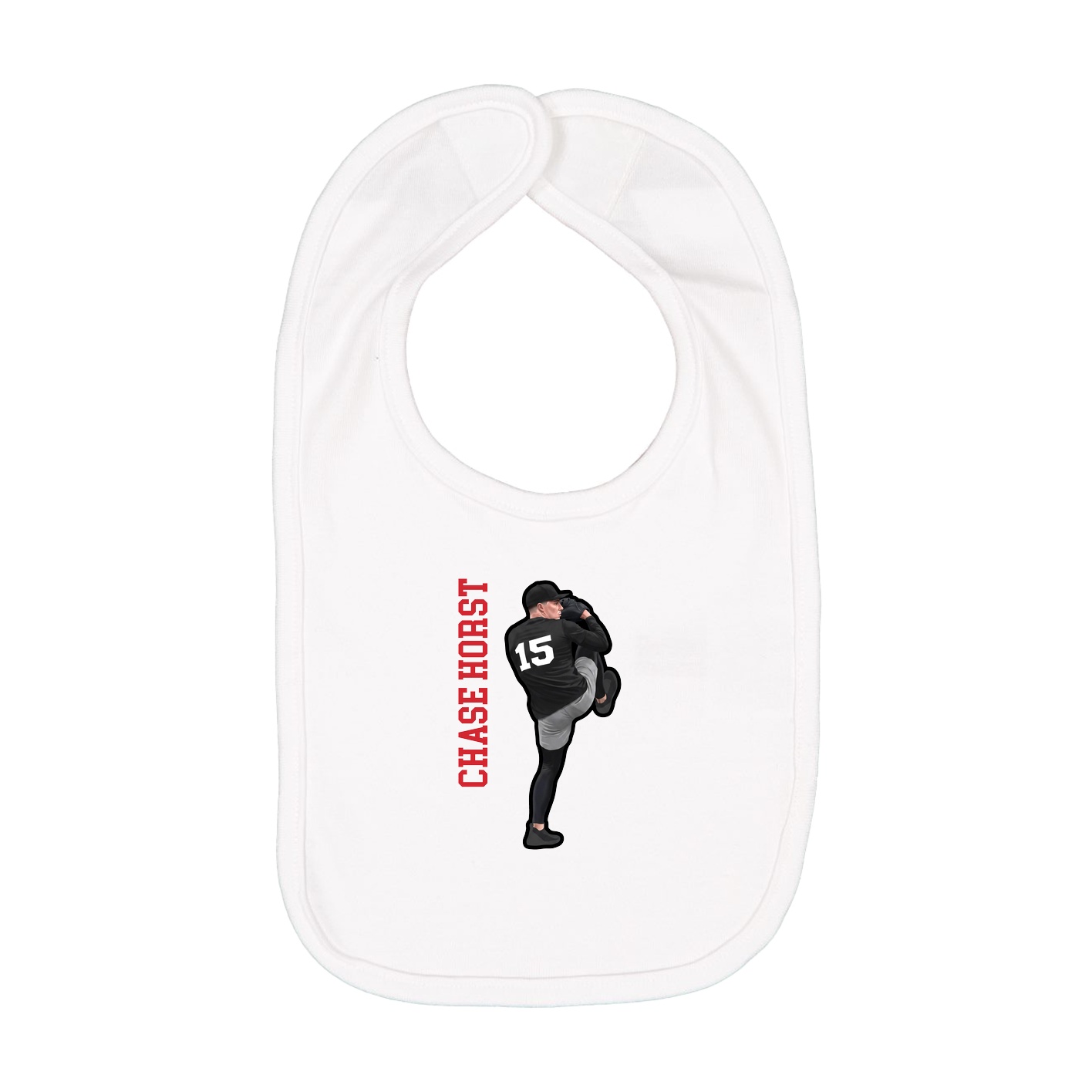 Infant Bib — Name Vertical in White