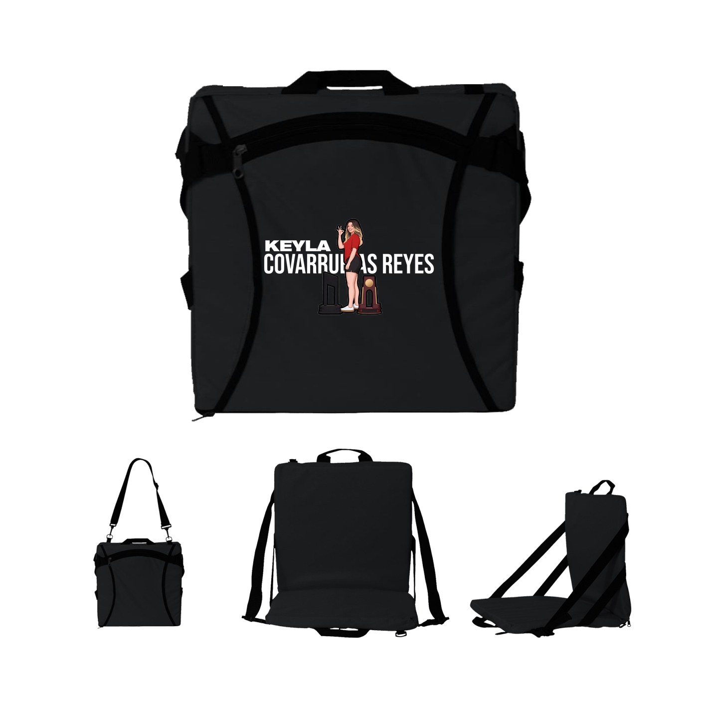 Folding Stadium Seat — Player Name in Black