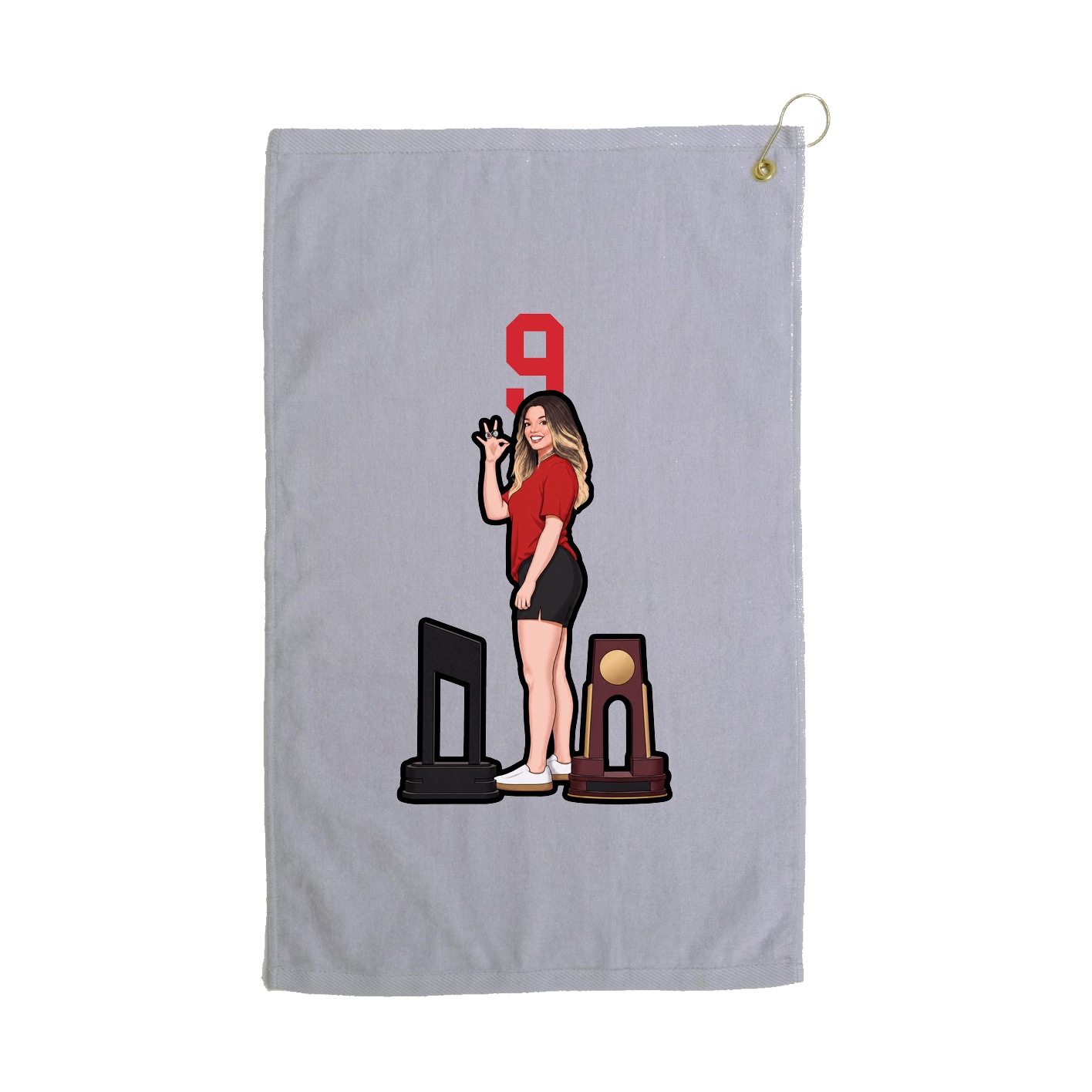 Golf Towel — Number Top in Grey