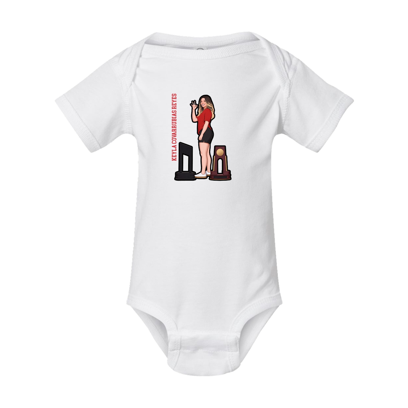 Baby Onesie — Name Vertical in White