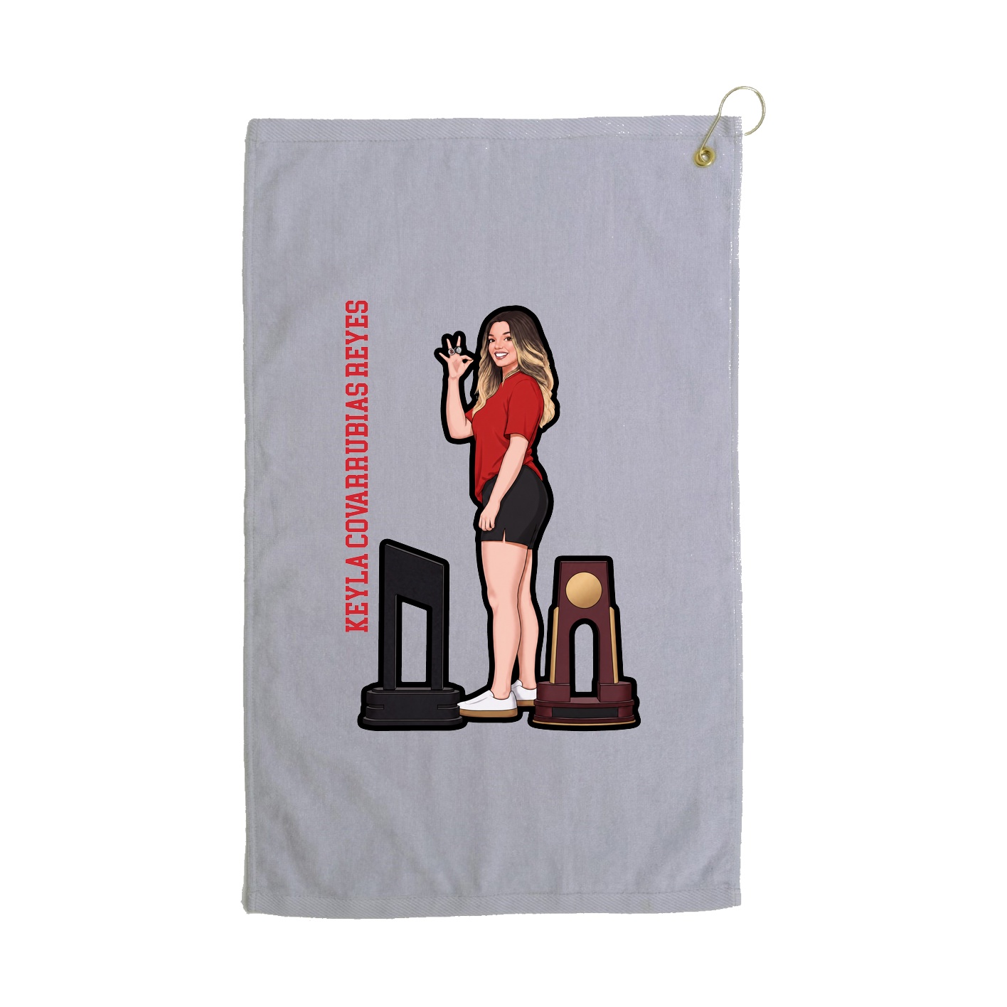 Golf Towel — Name Vertical in Grey