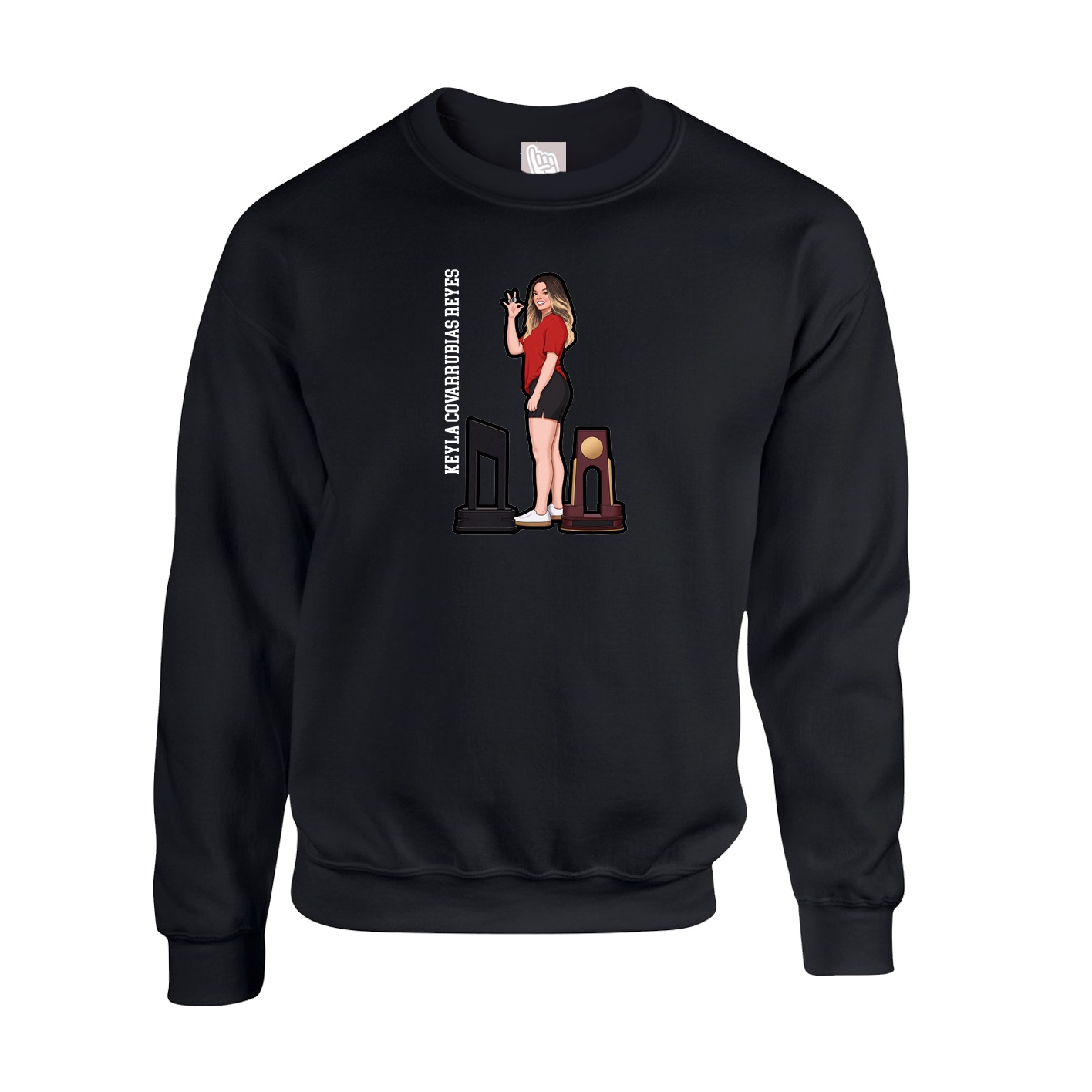 Fleece Crew — Name Vertical in Black