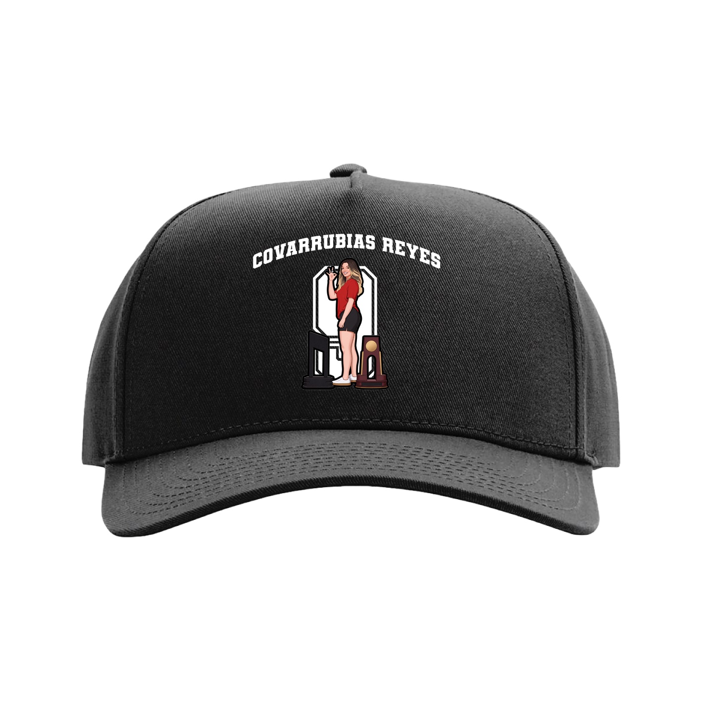 Full Fabric Five-Panel Champ Cap — Number in Black