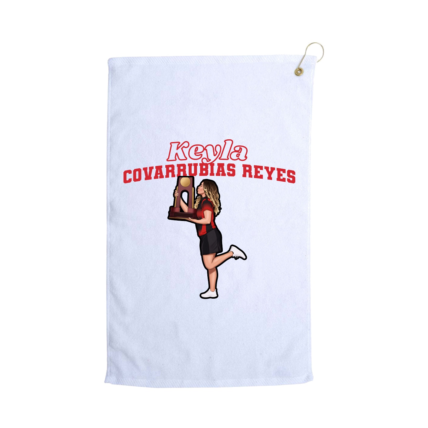 Golf Towel — Name Arch in White