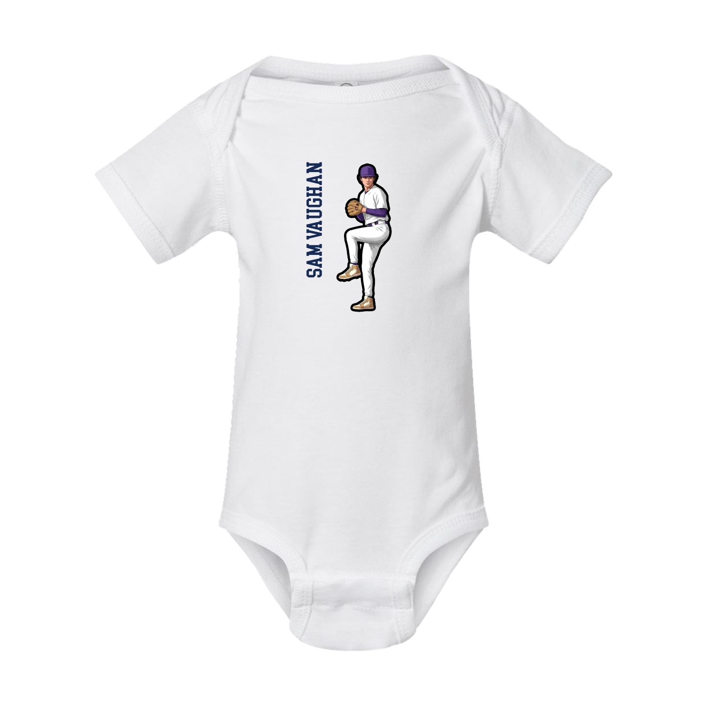 Baby Onesie — Name Vertical in White