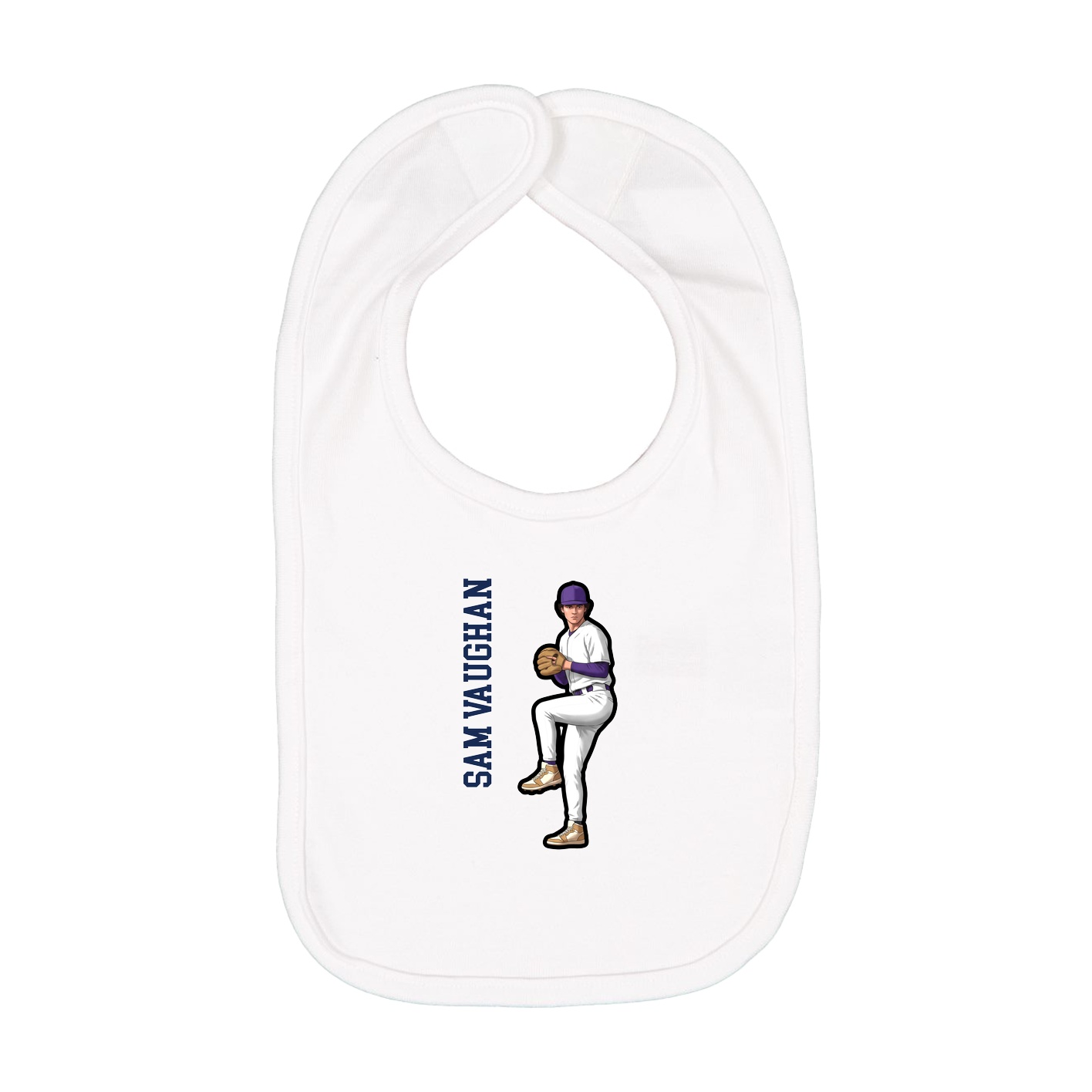 Infant Bib — Name Vertical in White