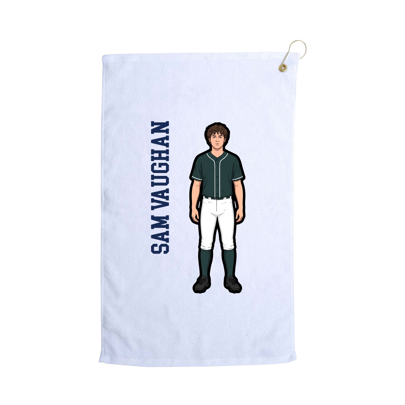 Golf Towel — Name Vertical in White