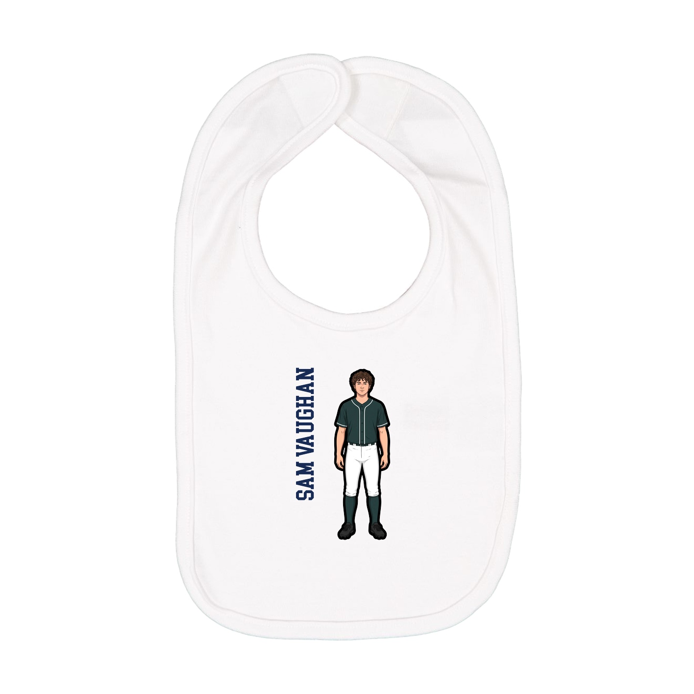 Infant Bib — Name Vertical in White