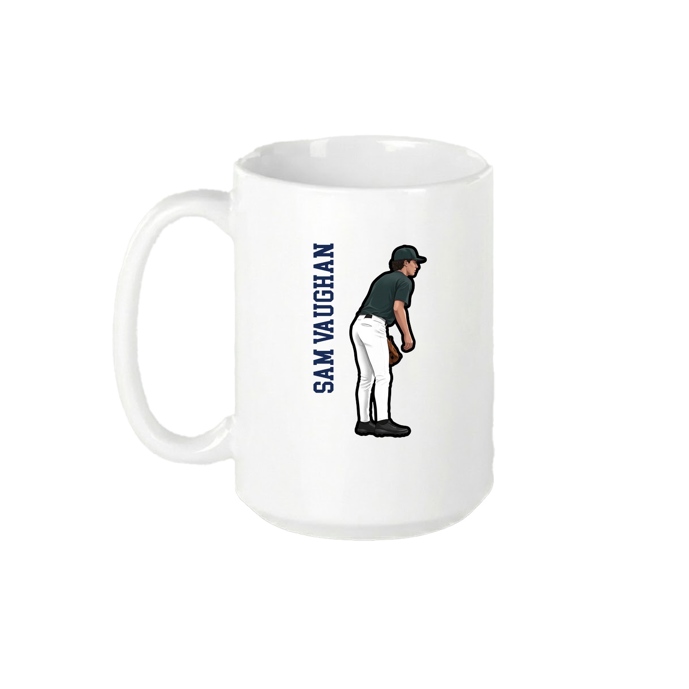 15oz Coffee Mug — Name Vertical in White