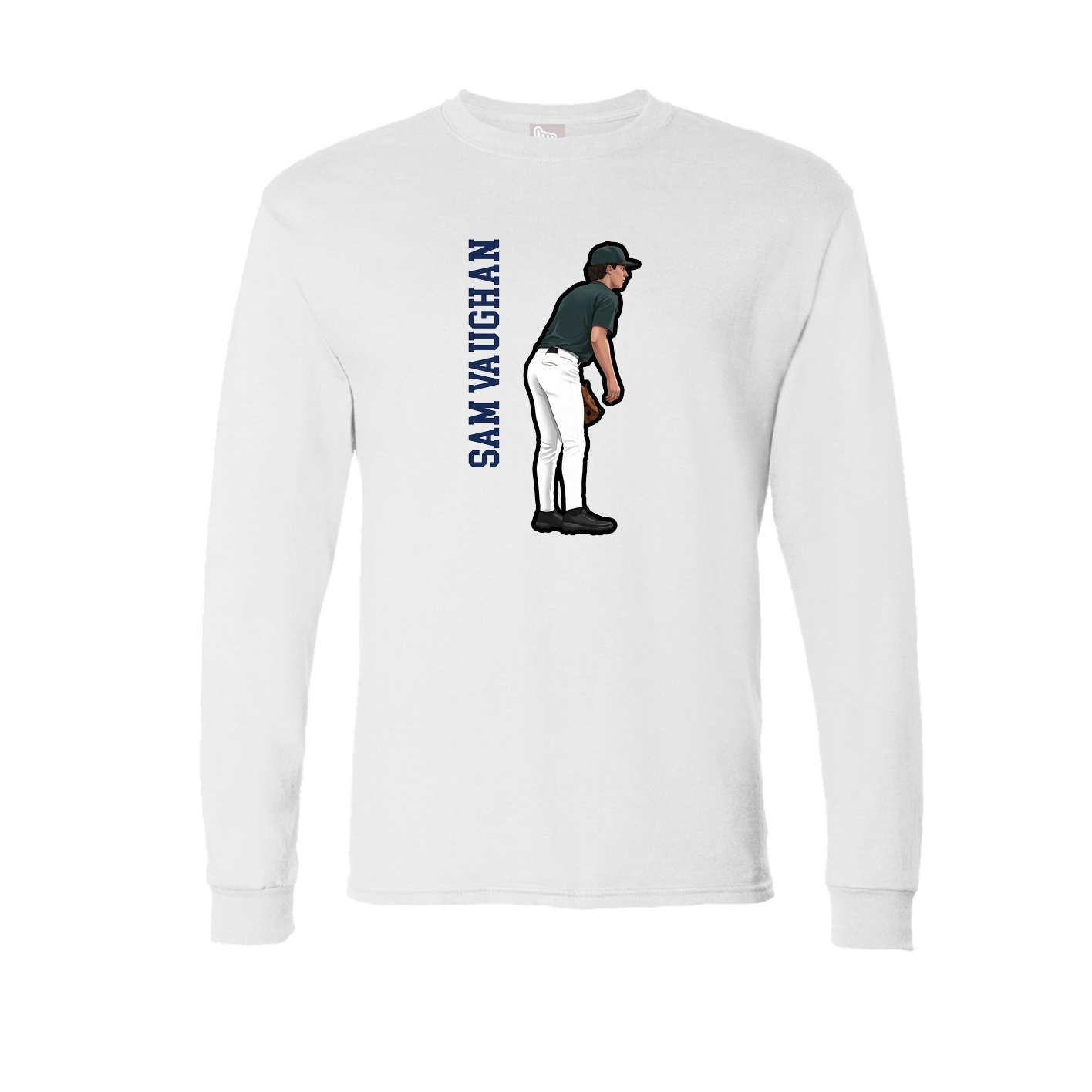 Long Sleeve Tee — Name Vertical in White