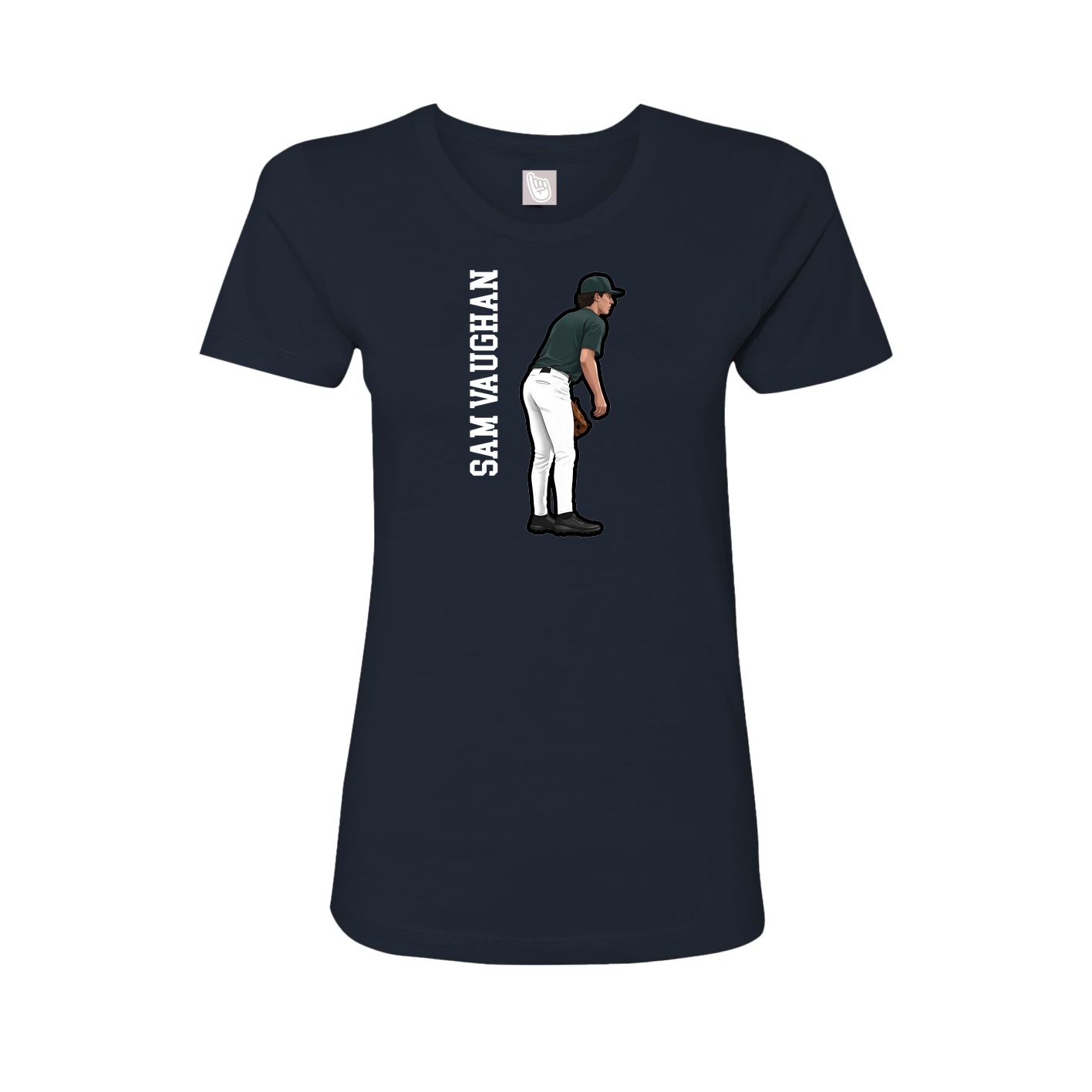 Fitted Women's Tee — Name Vertical in Navy