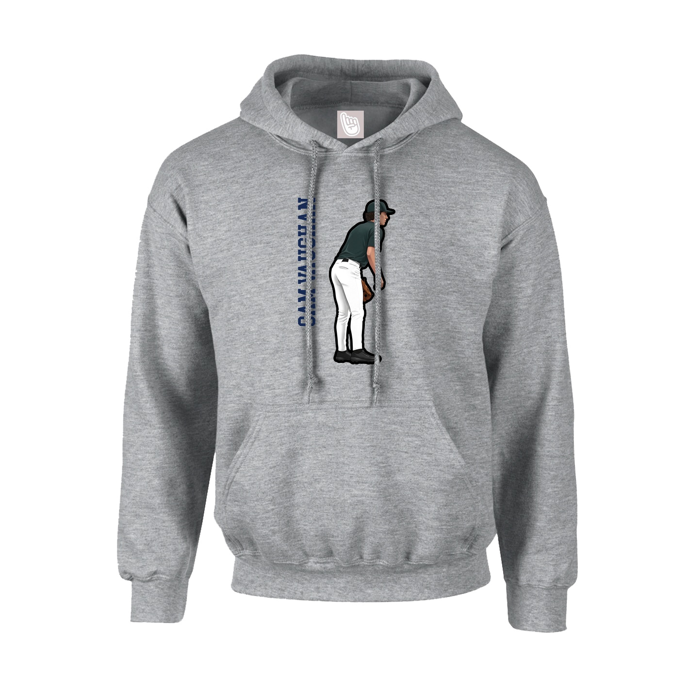 Youth Hoodie — Name Vertical in Grey