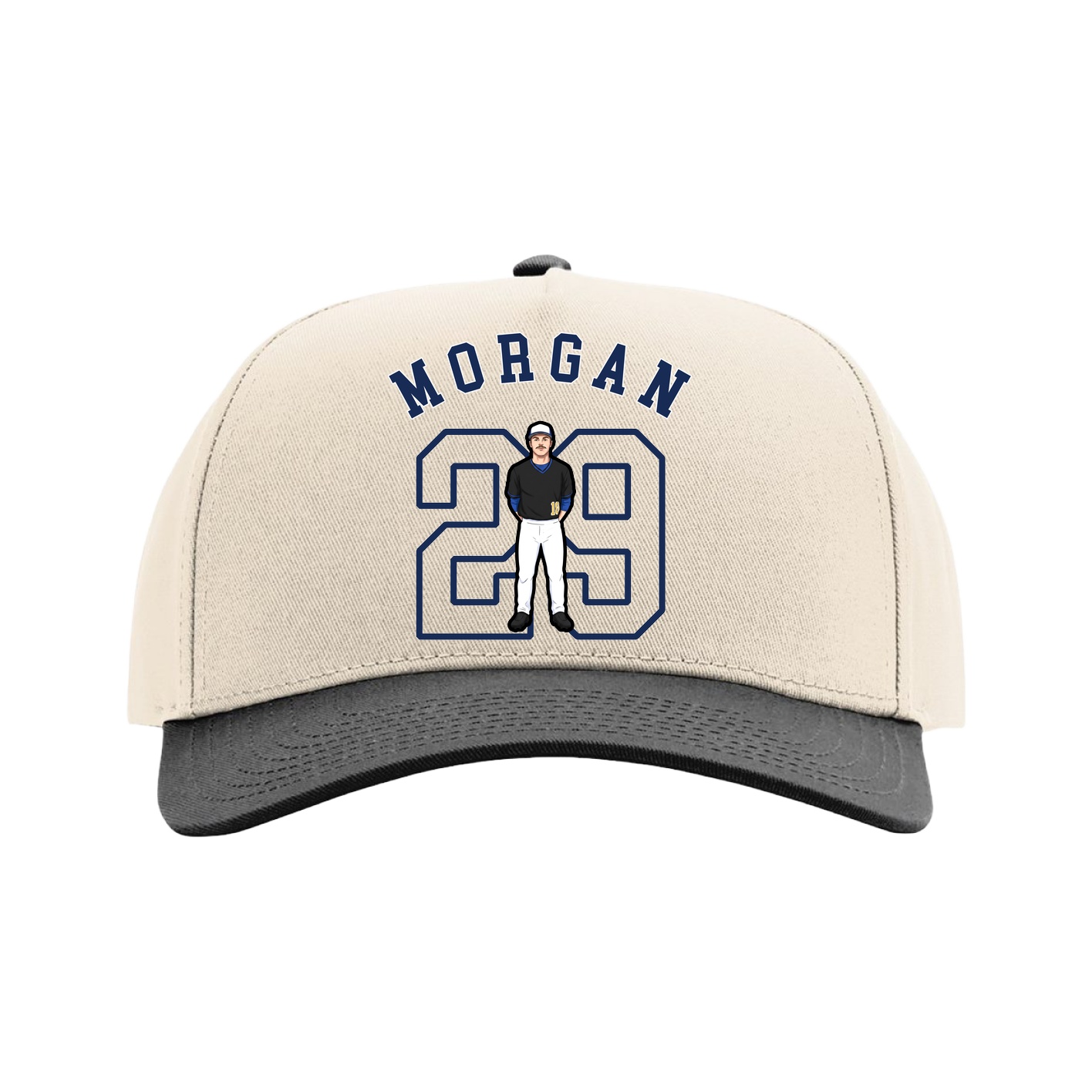 Full Fabric Five-Panel Champ Cap — Shirsey Arch in Cream/Black